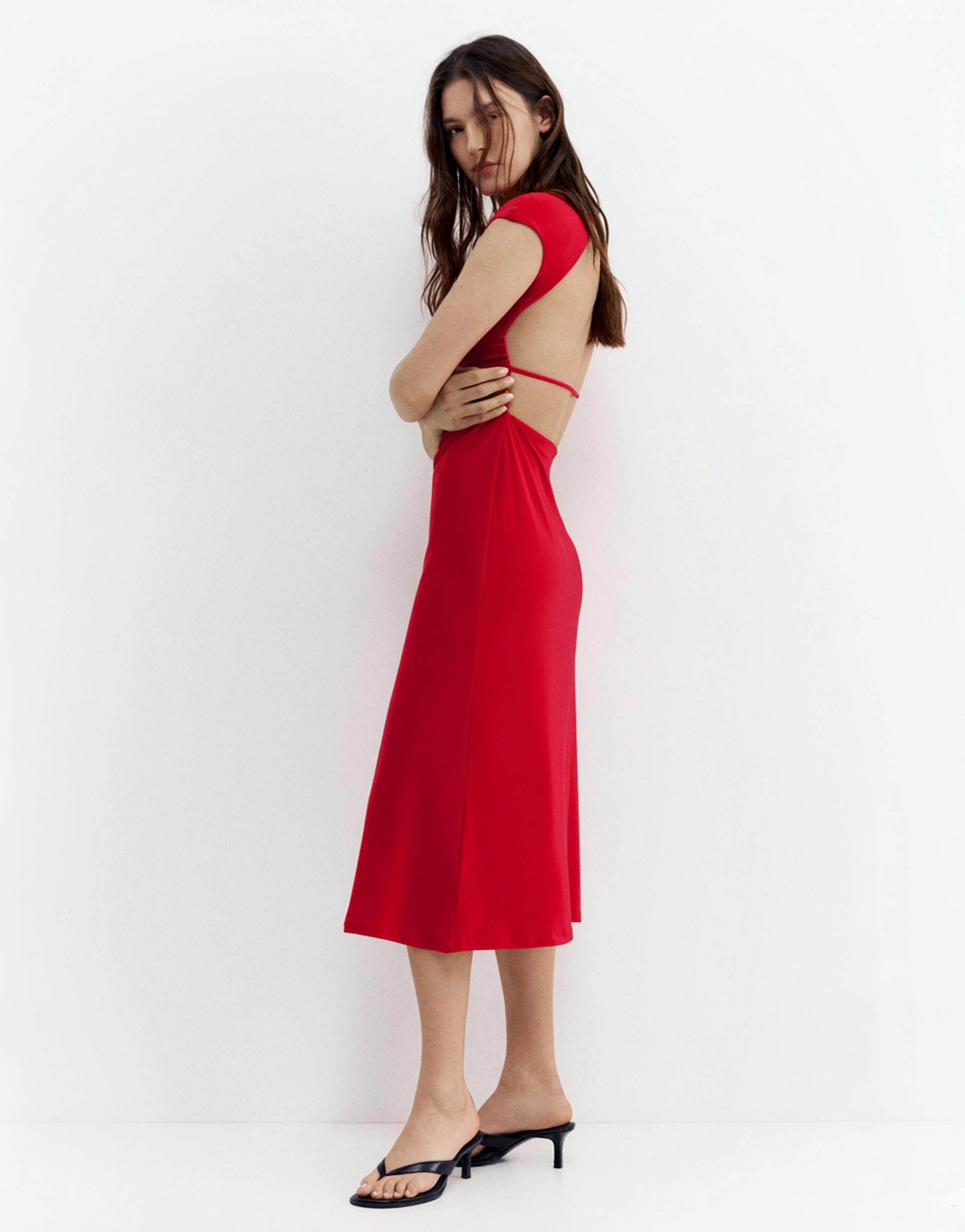 Sırtı açık midi elbise - Görsel 8