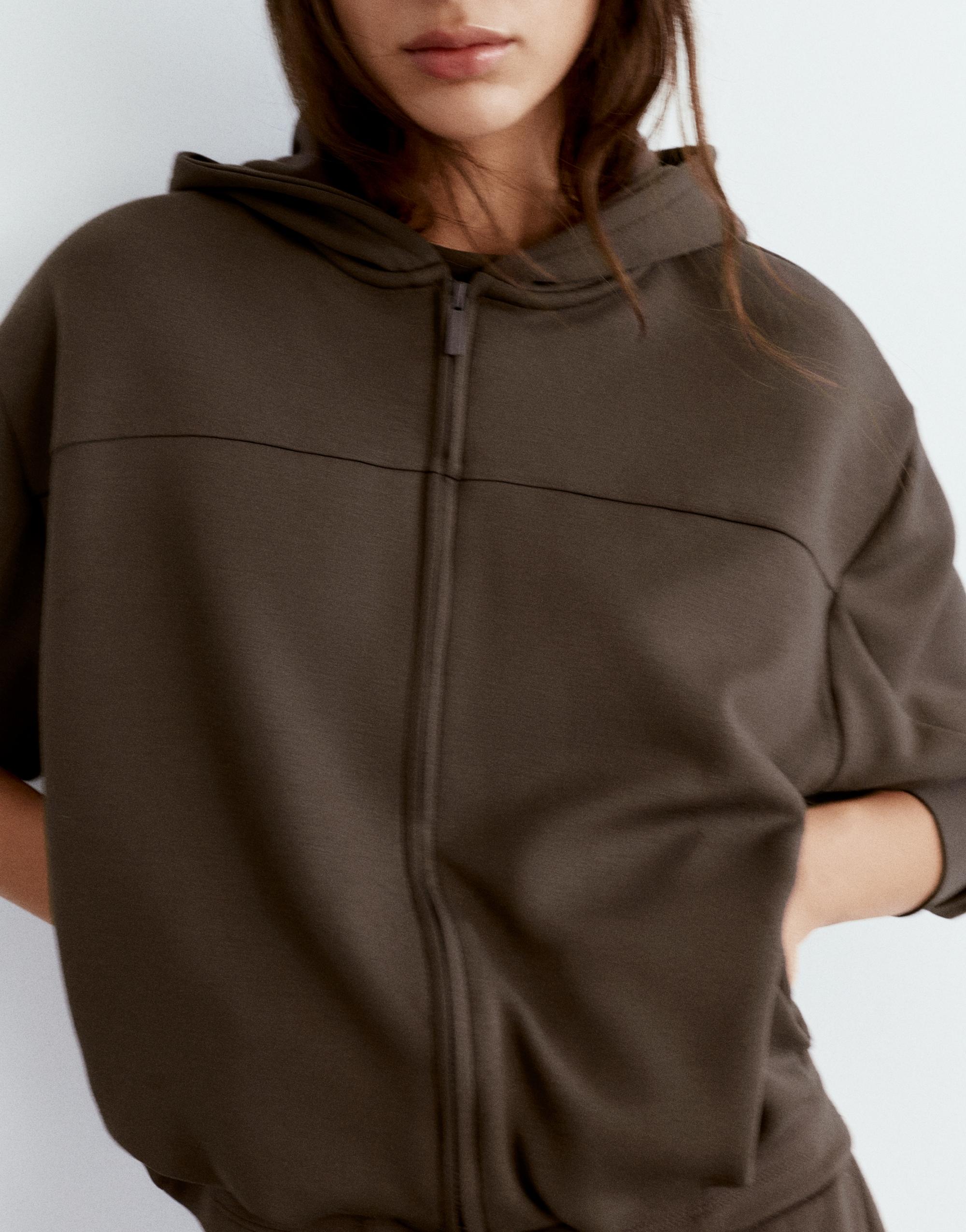 Soft touch hooded sweatshirt — Brown