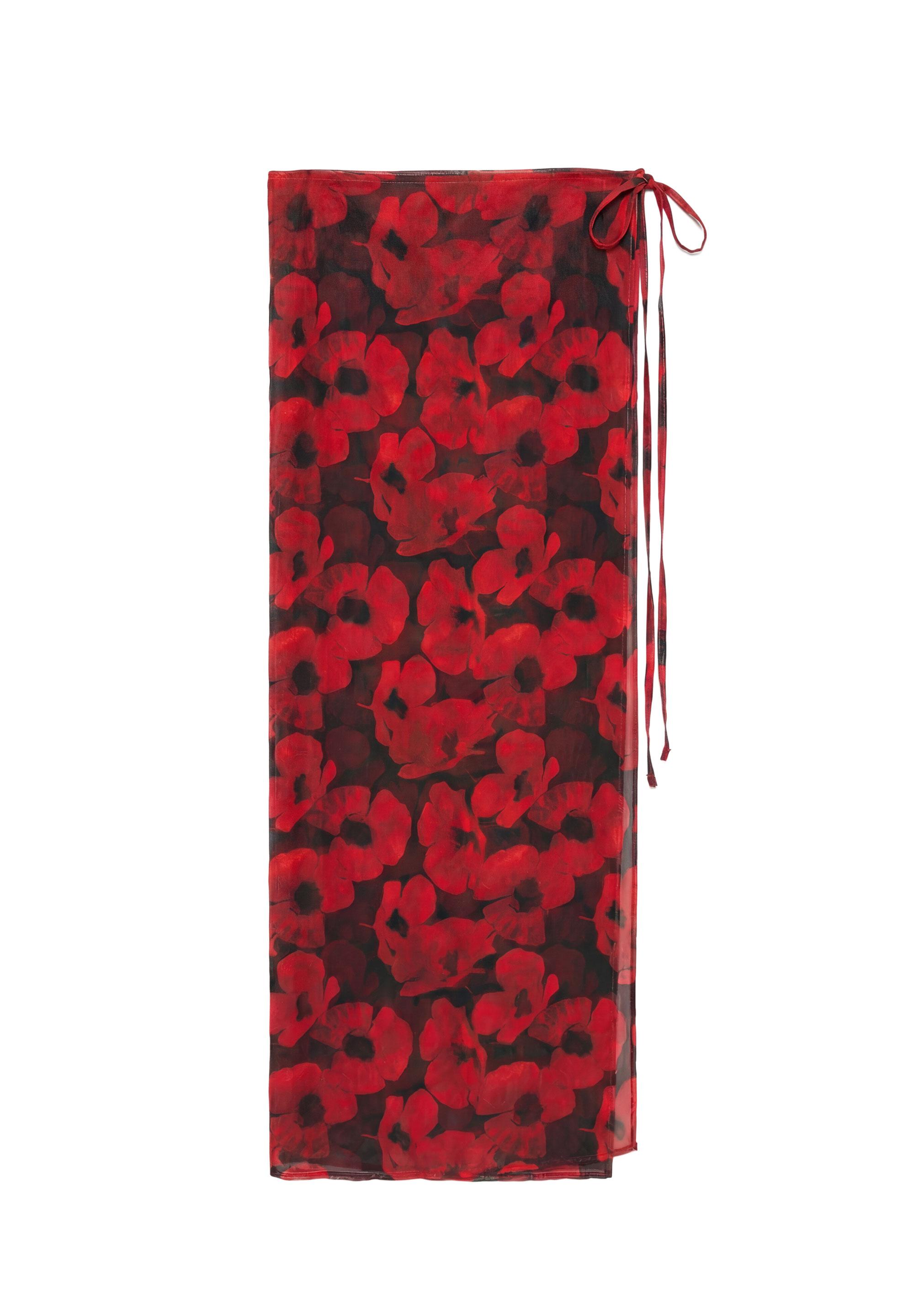 Long floral sarong — Red