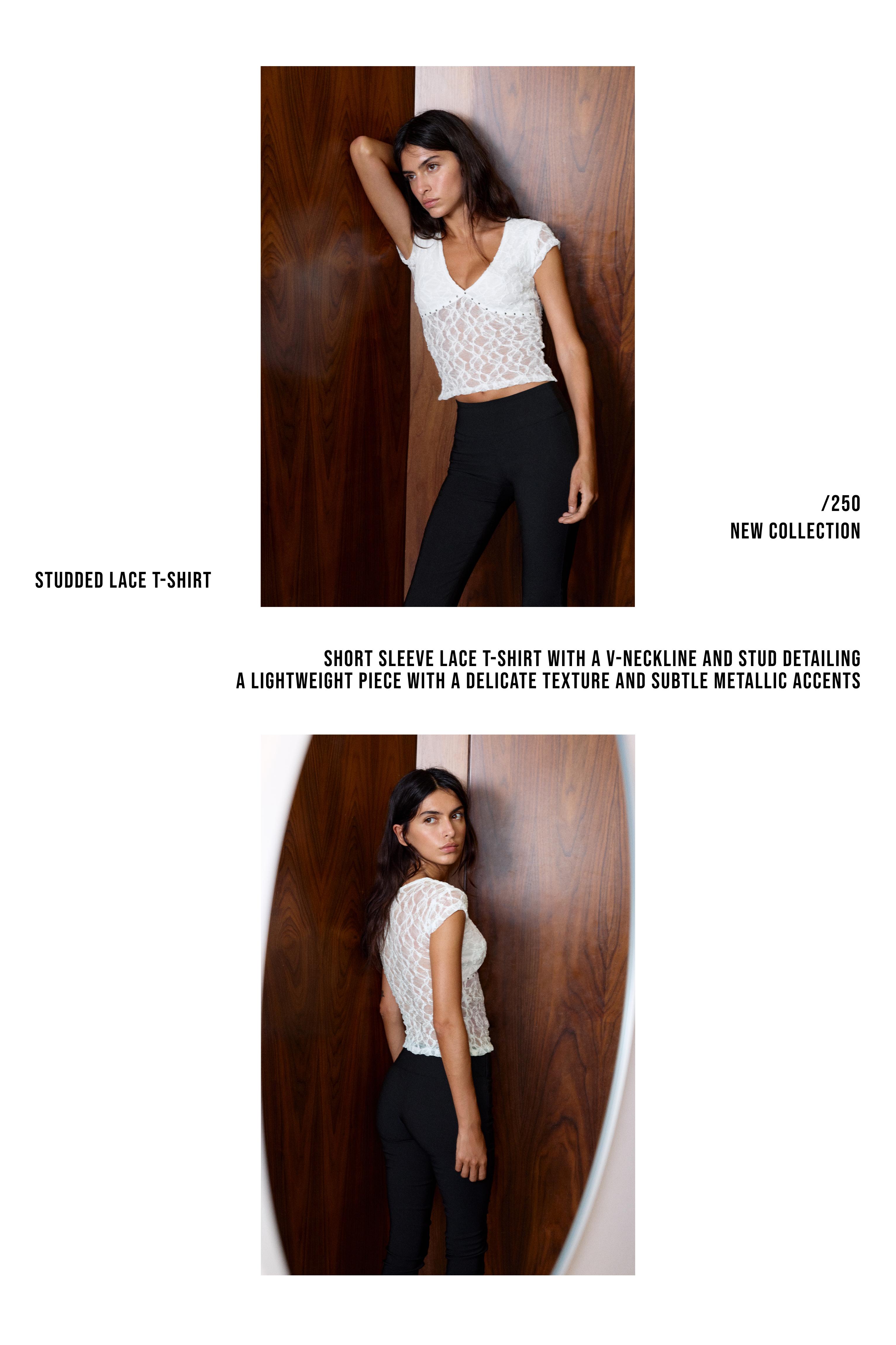 Studded lace T-shirt — White