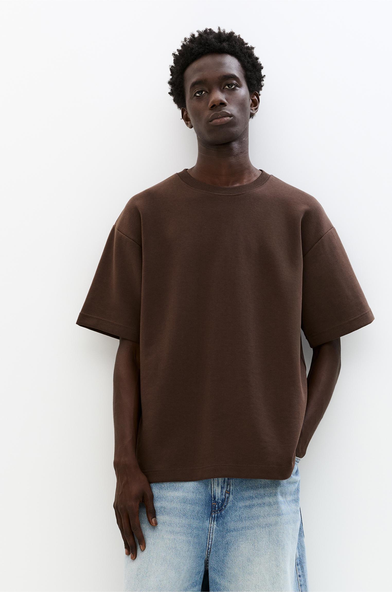 Basic short sleeve sweatshirt — Pale brown