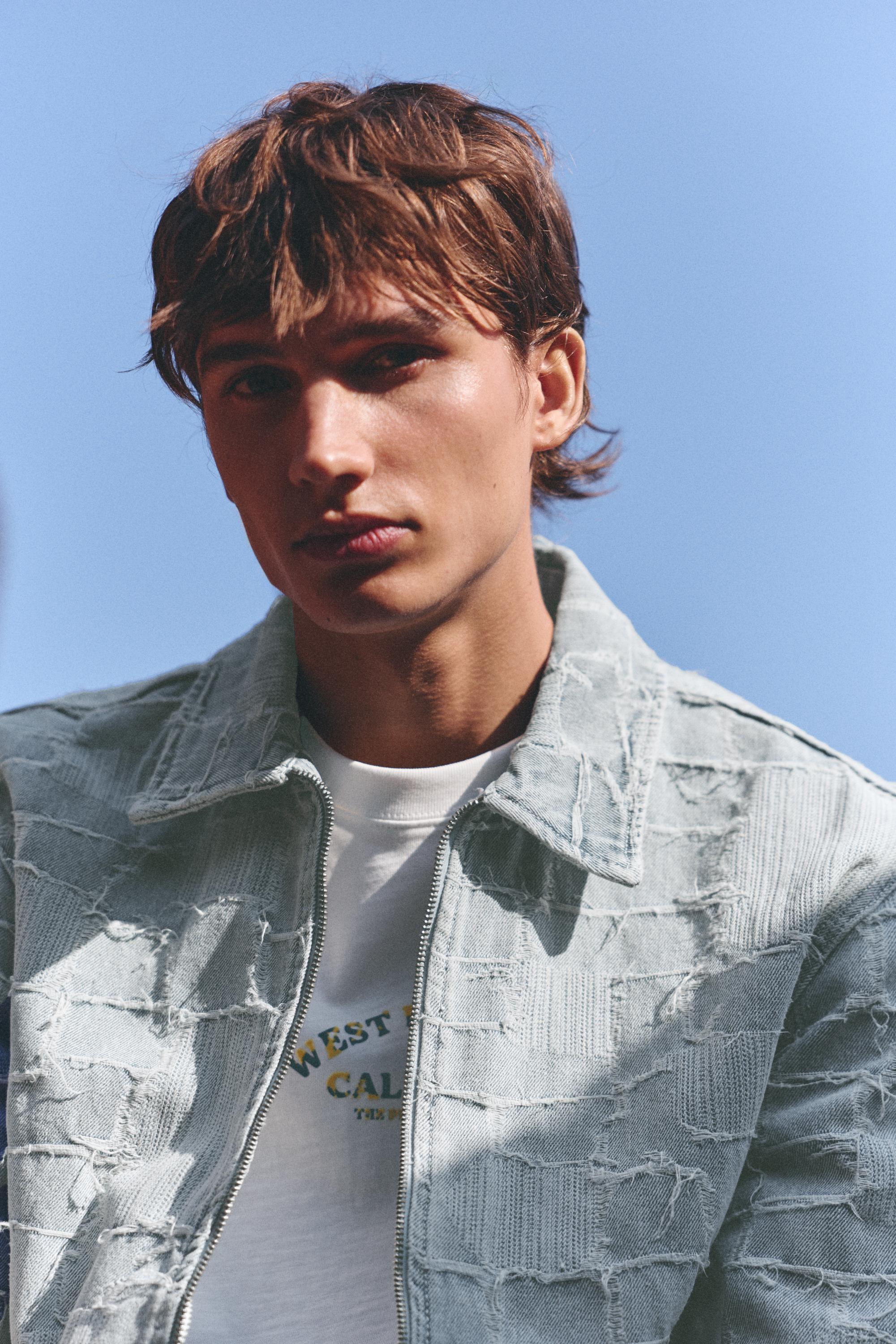 Jacquard denim shirt — Pale indigo