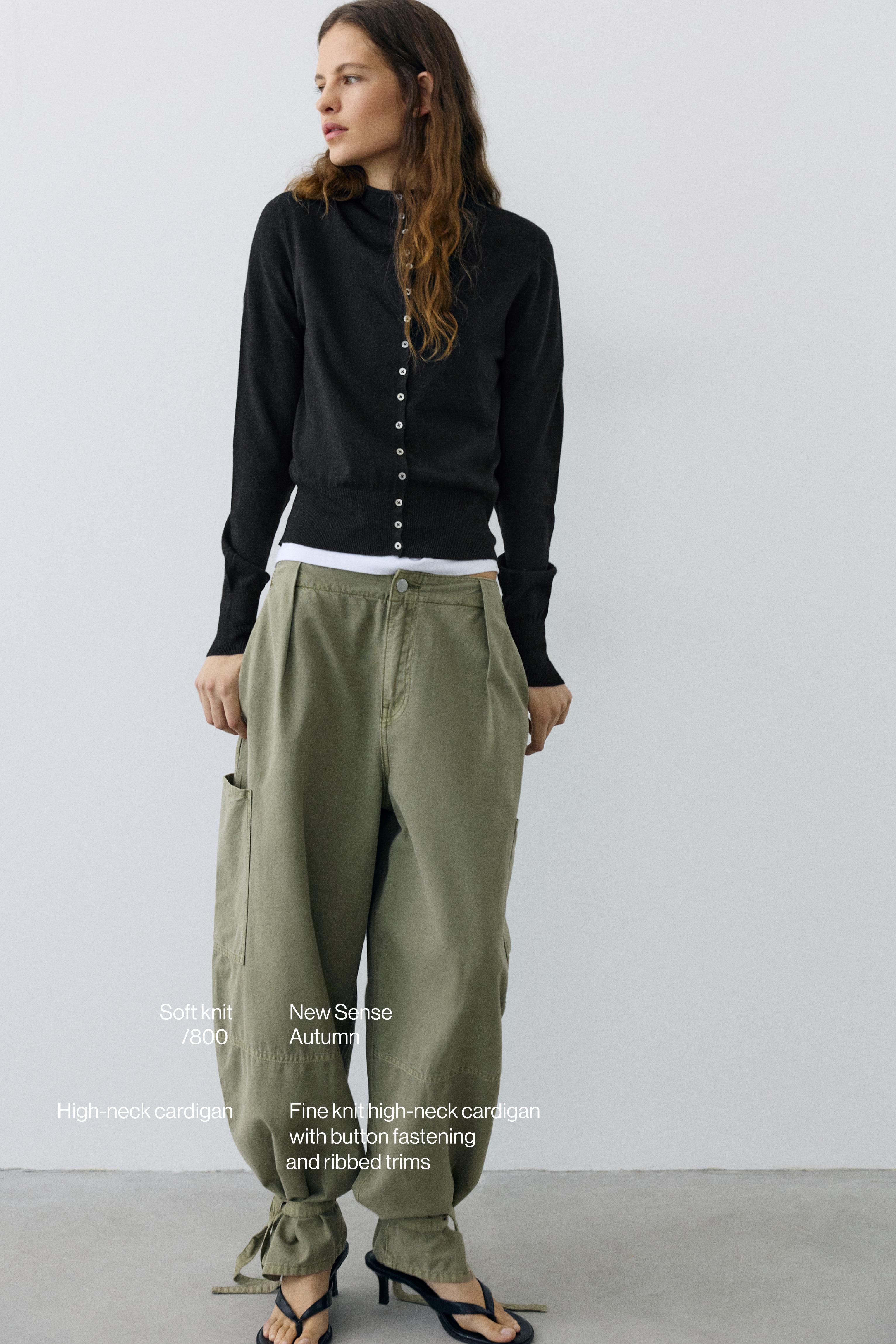 High-neck cardigan — Black