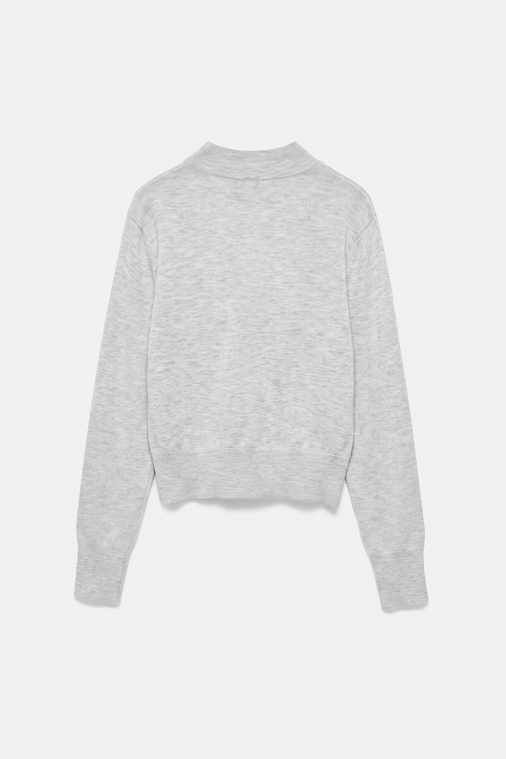 High-neck cardigan — Grey marl