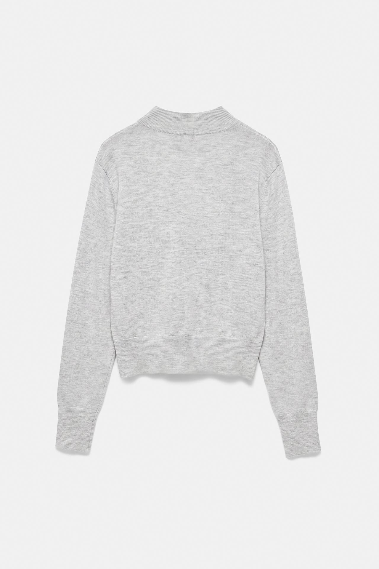 High-neck cardigan — Grey marl