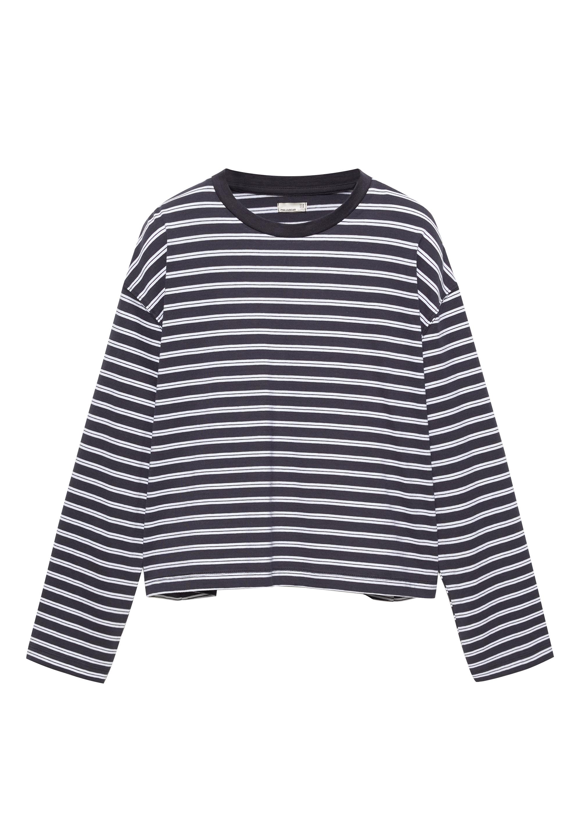 Boxy-fit long sleeve T-shirt — Striped