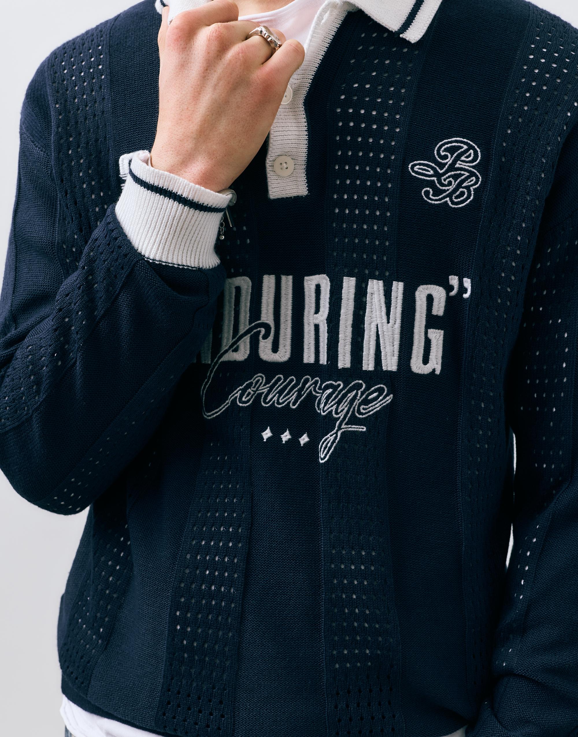 Grafik detaylı örme futbol polo - Görsel 12