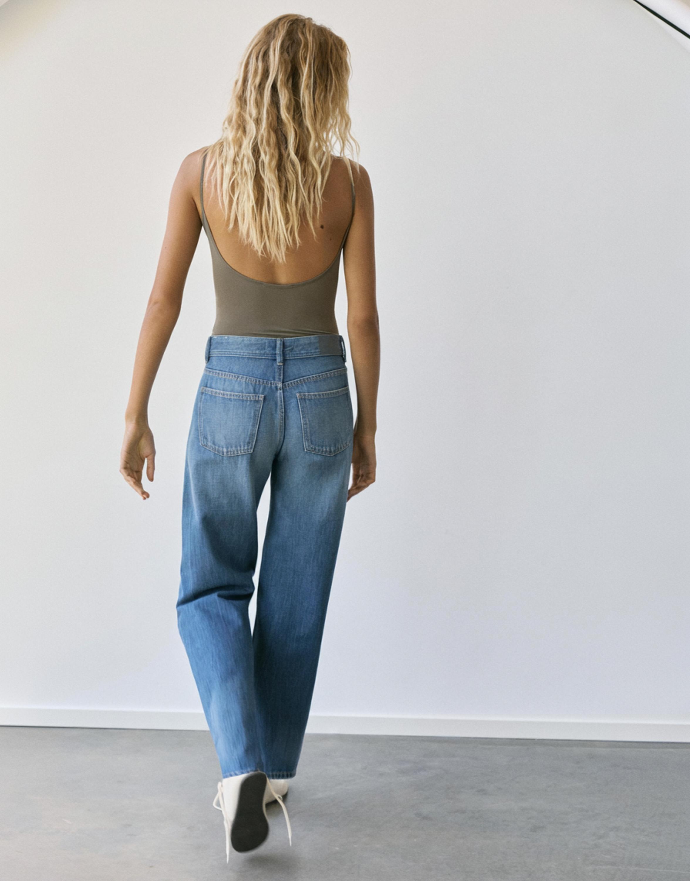 Polyamide bodysuit with thin straps — Green/Grey