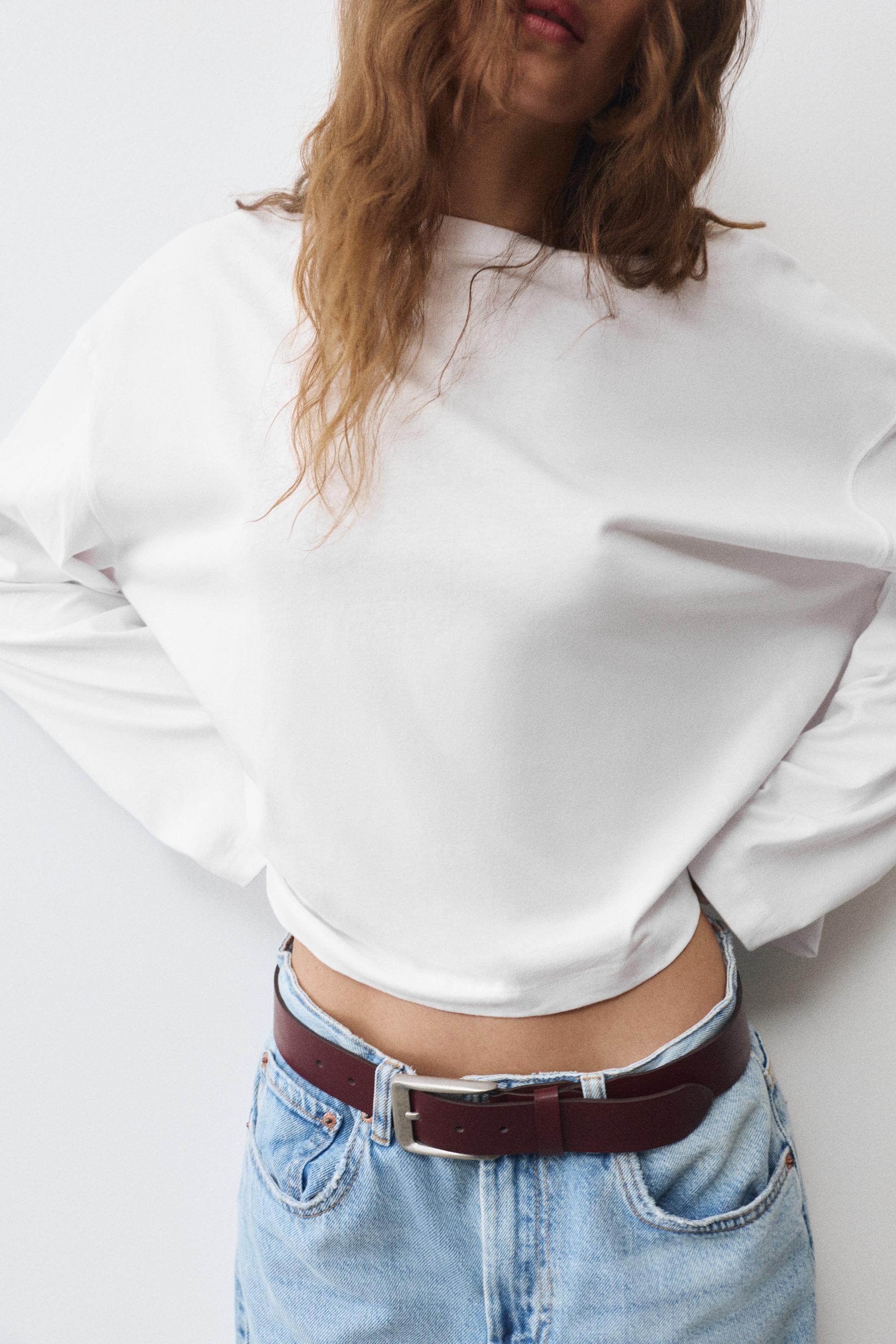 Boxy-fit long sleeve T-shirt — White