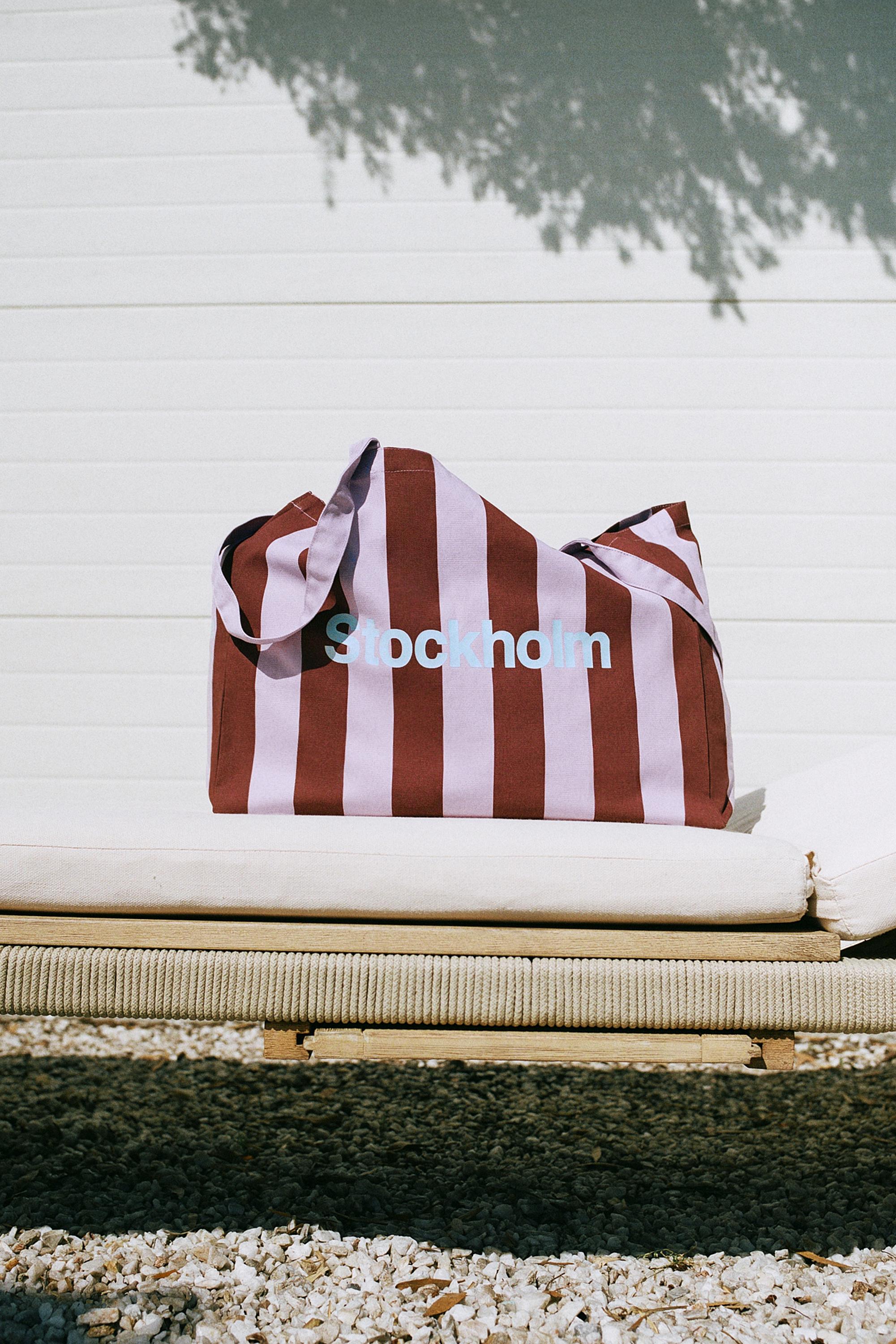Striped city tote bag — Pink