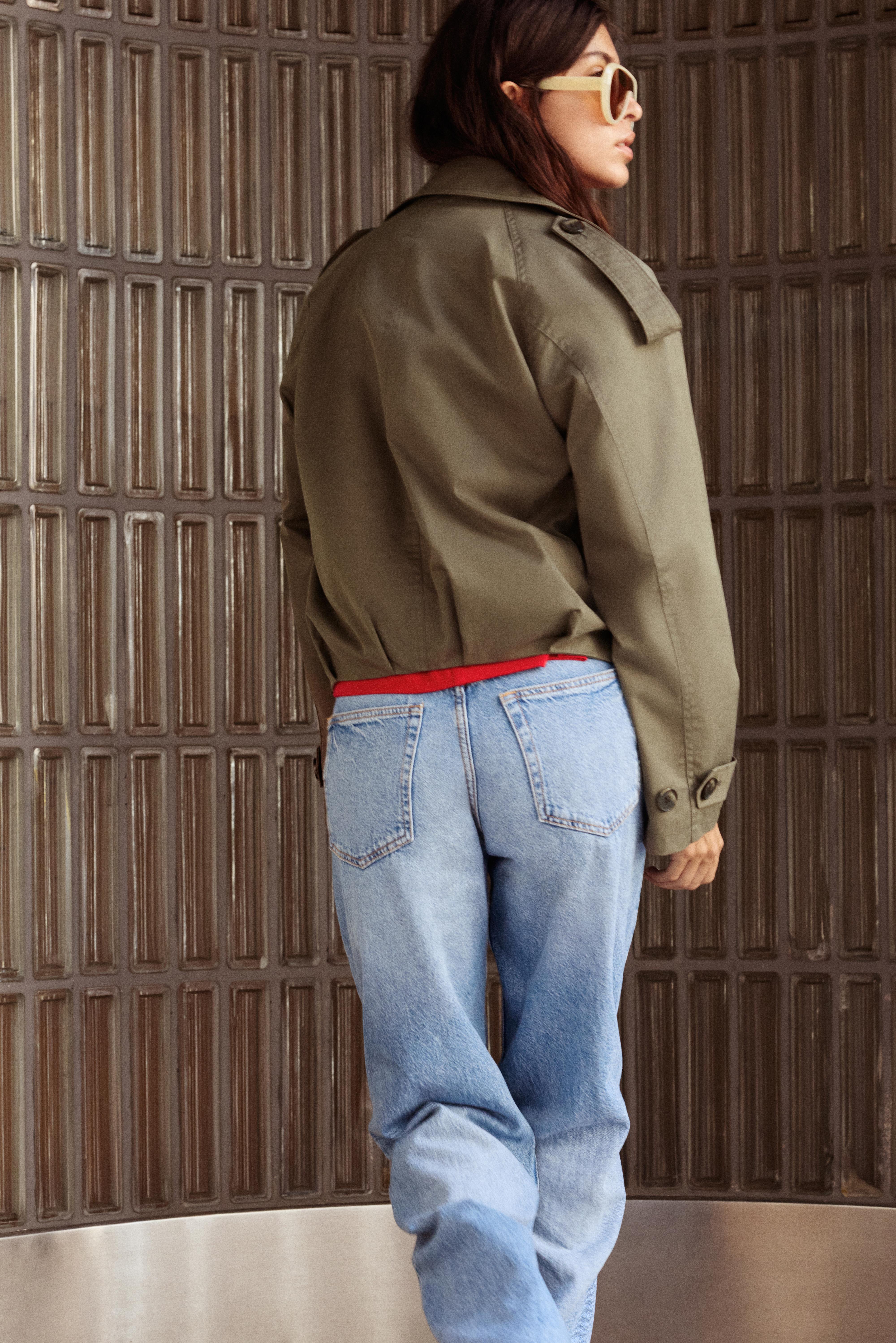 Balloon-fit short trench coat — Dark khaki