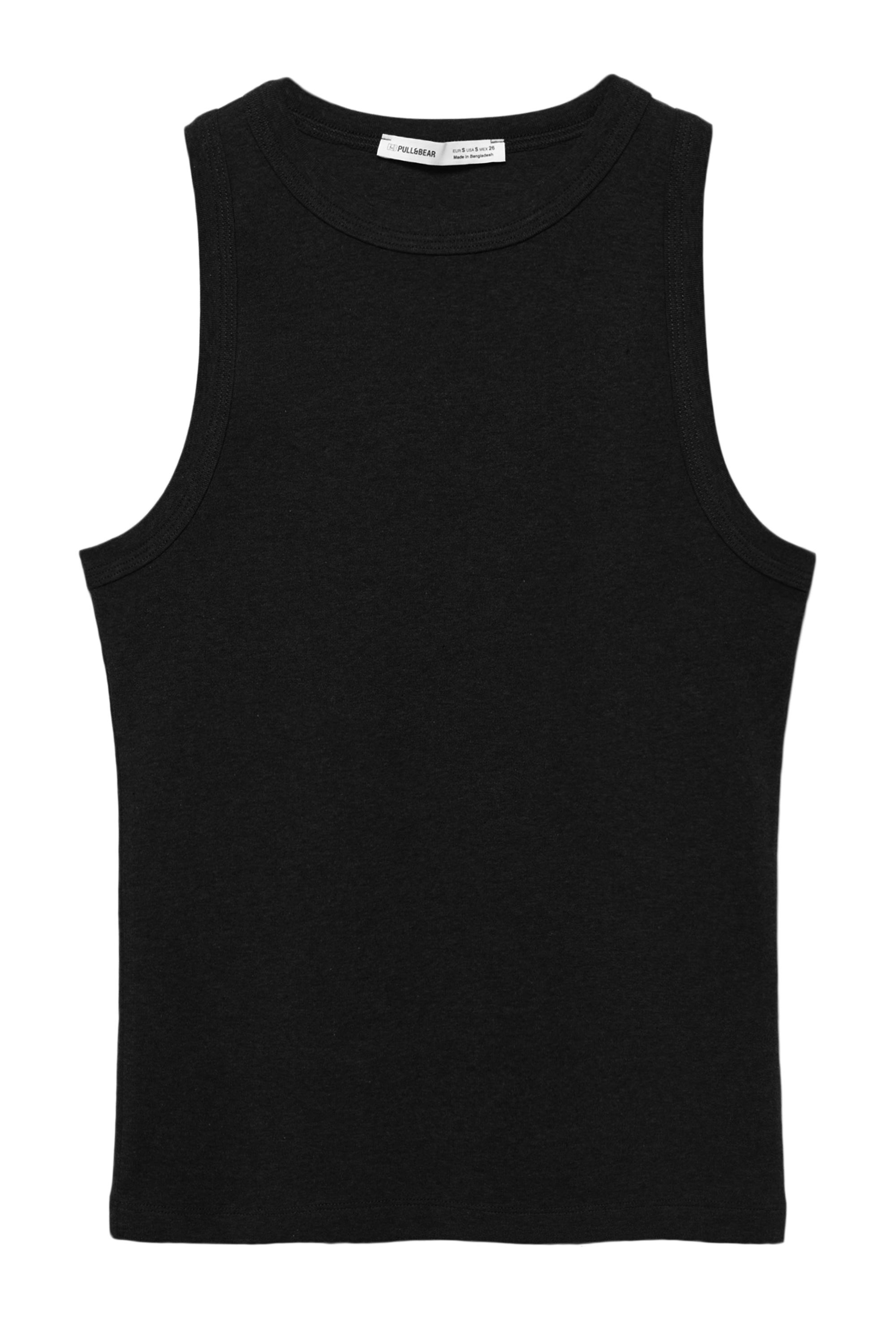 Round neck tank top — Black