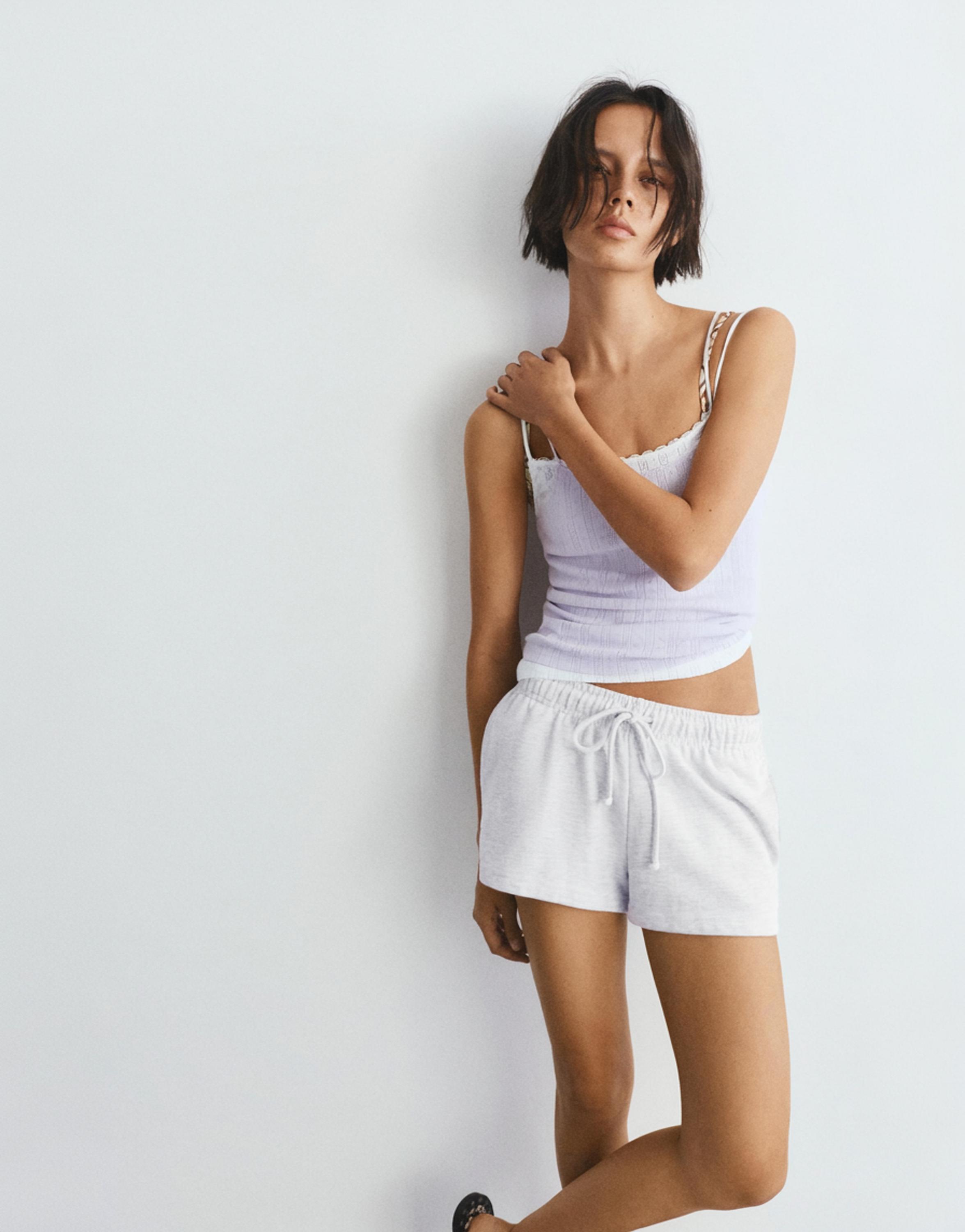 Sports shorts with elastic waist — Grey marl