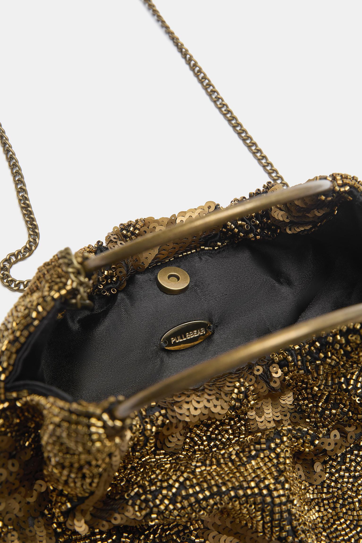 Metalik saplı boncuklu çanta - Görsel 5