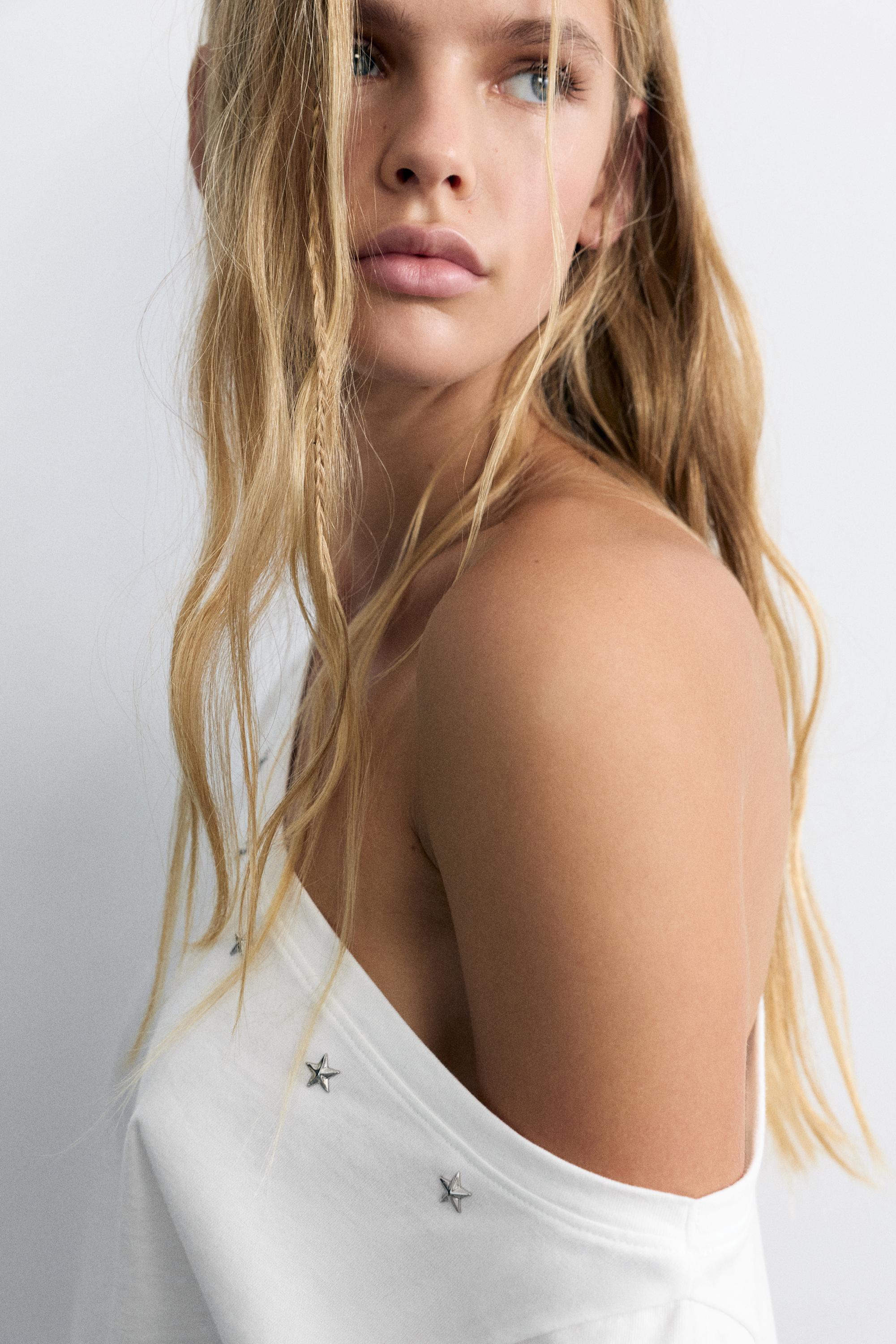Asymmetric star T-shirt — White