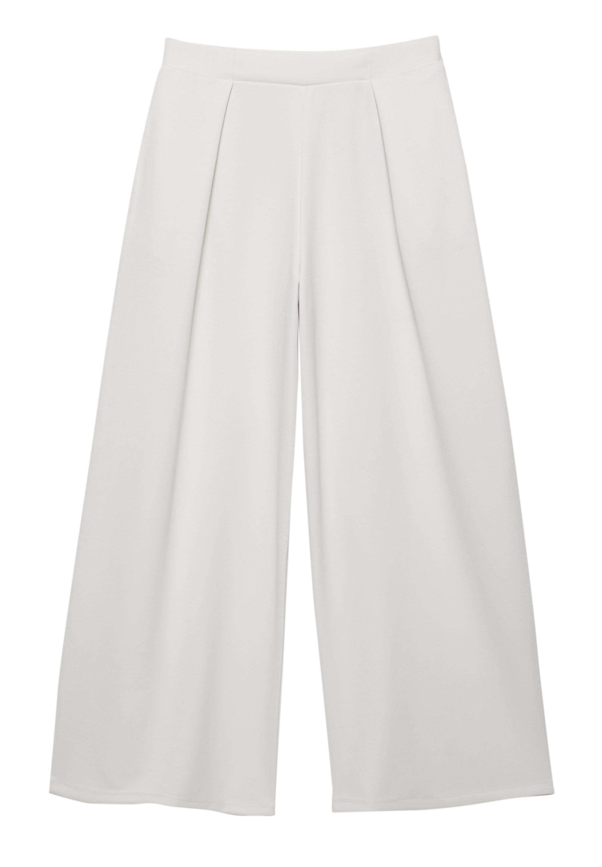 Soft-touch wide-leg darted trousers — Ecru