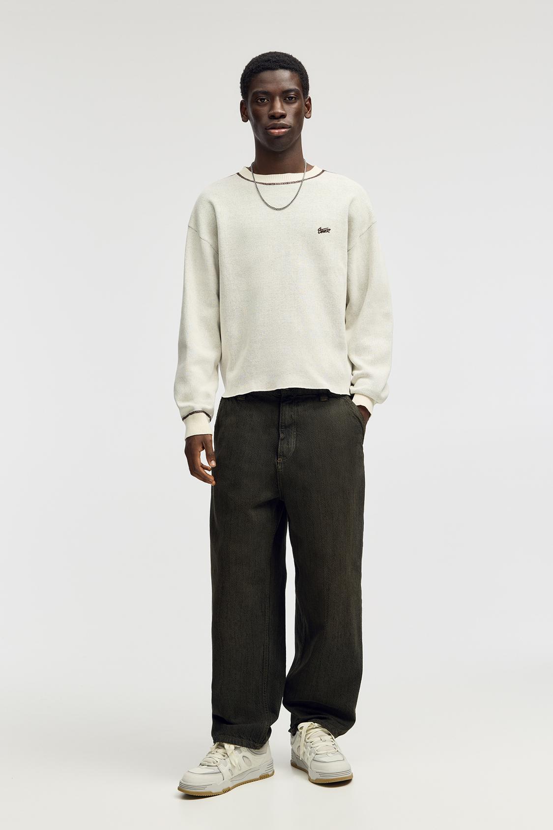 Herringbone print skater jeans pull&bear