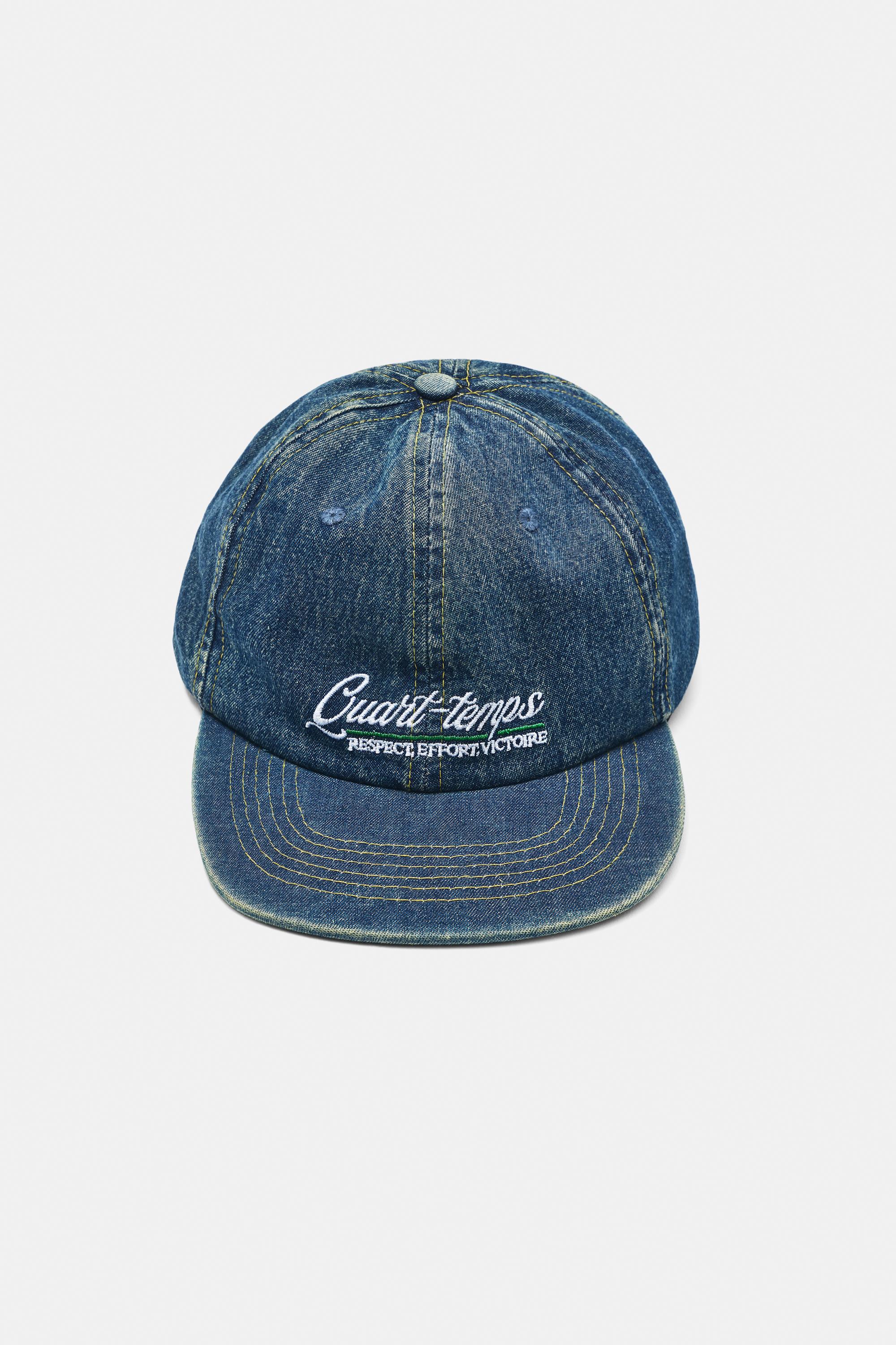 Embroidered denim cap — Blue
