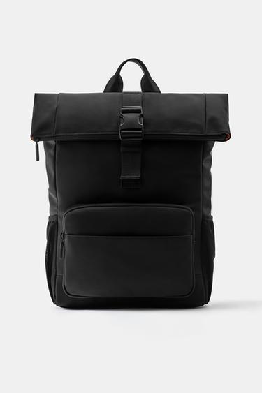 Rubberised flap backpack — Black 1