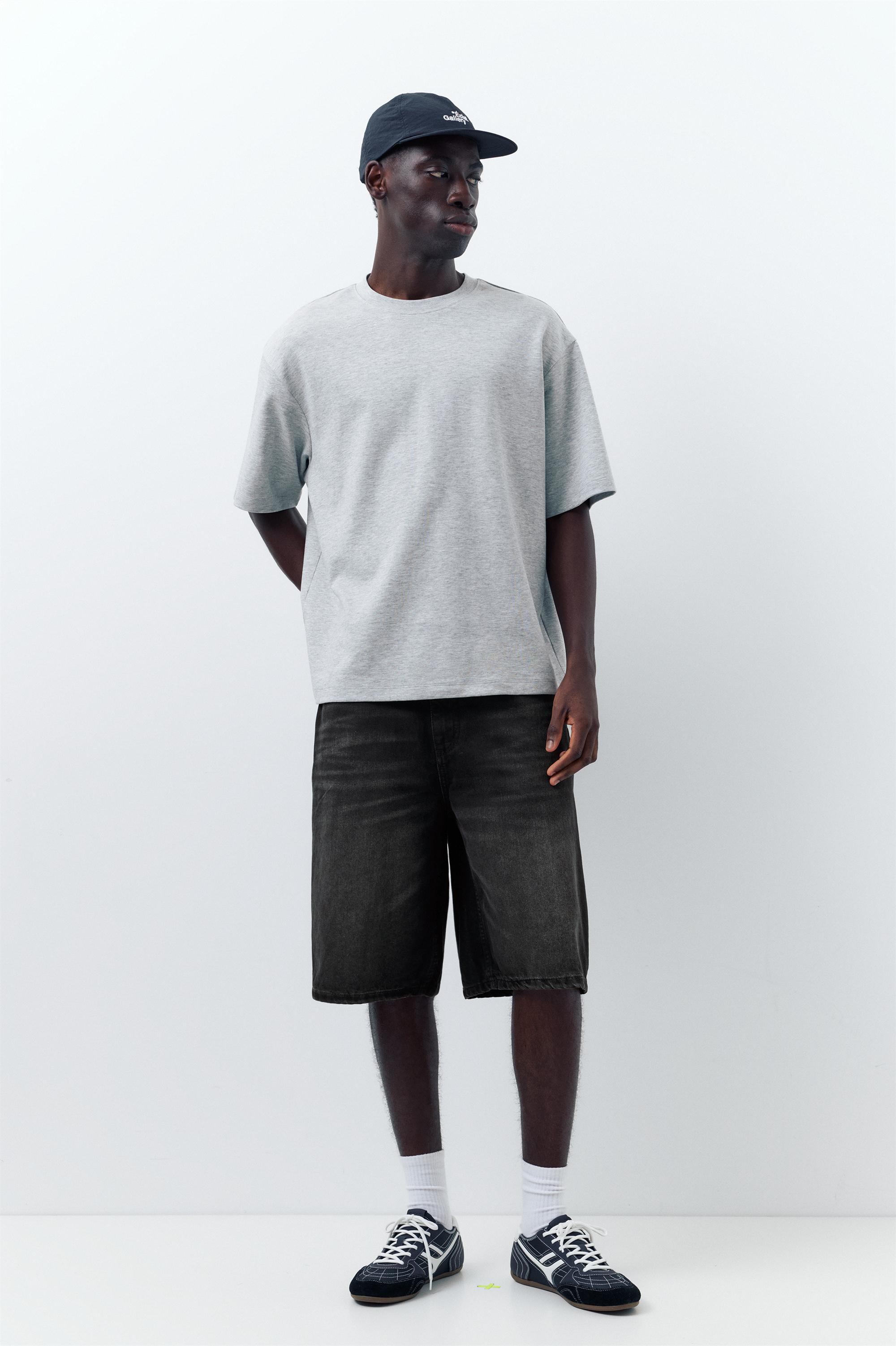 Skater denim Bermuda shorts — Faded black