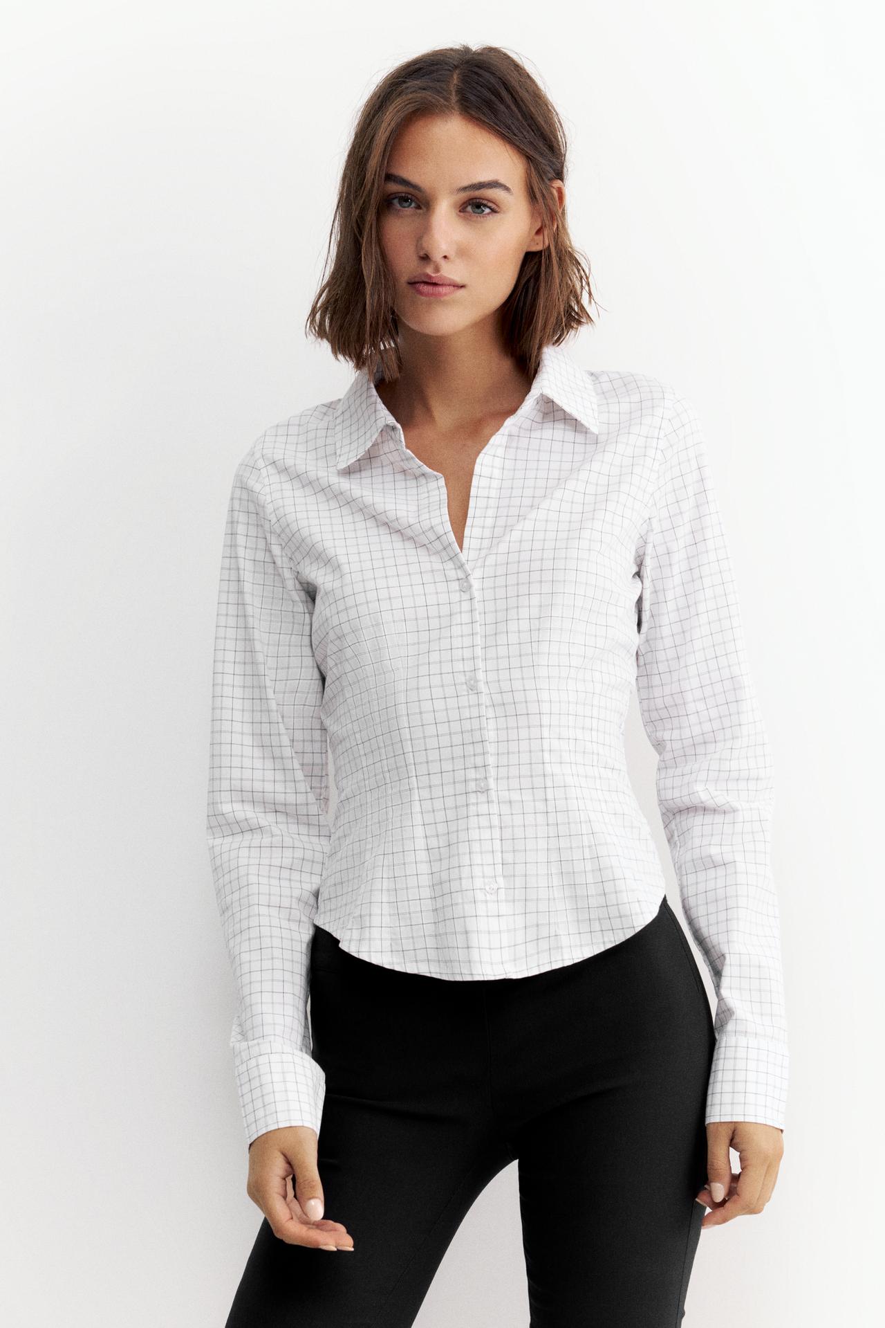 Fitted wide-cuff shirt — Black/White