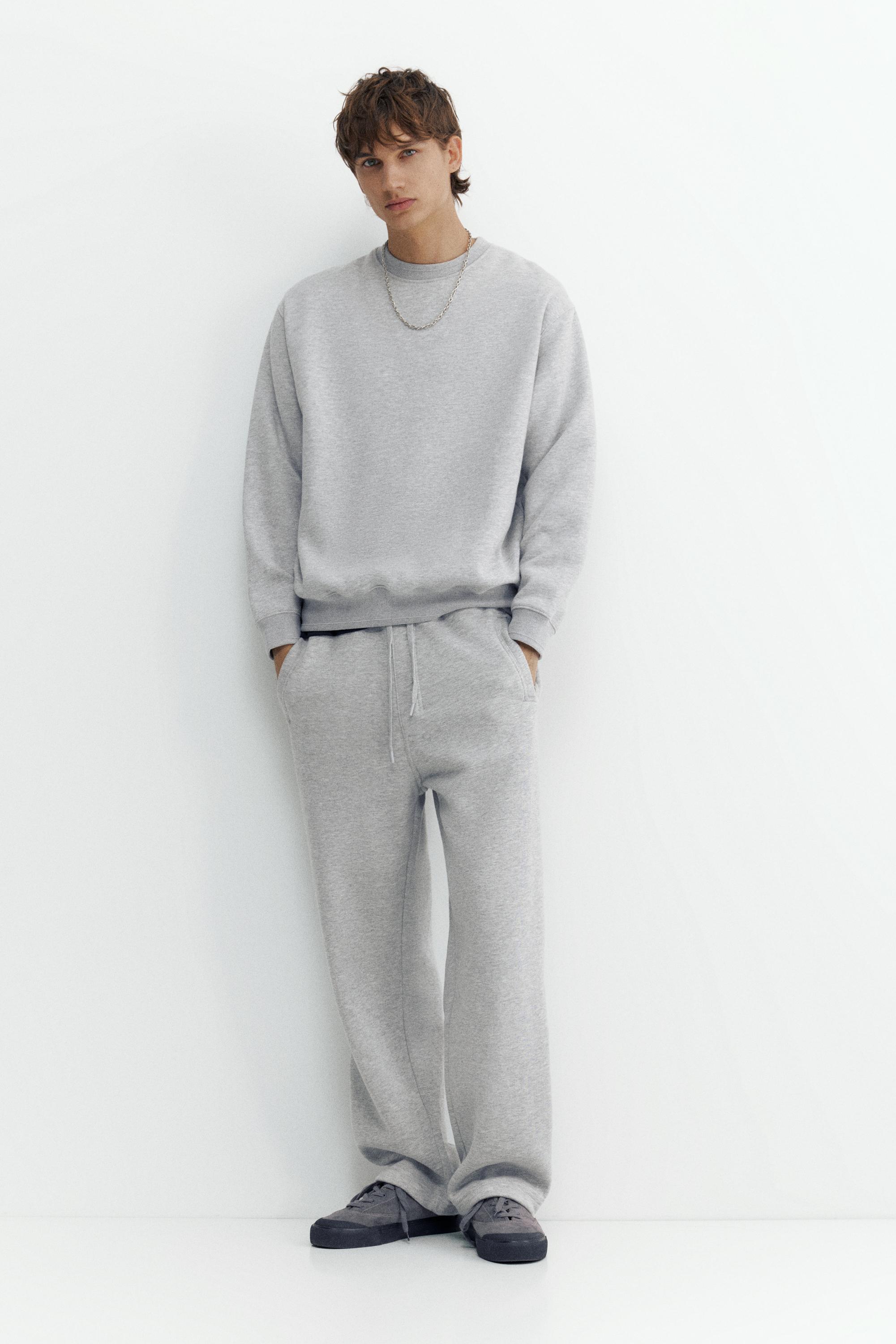 Relaxed fit round neck sweatshirt — Grey marl