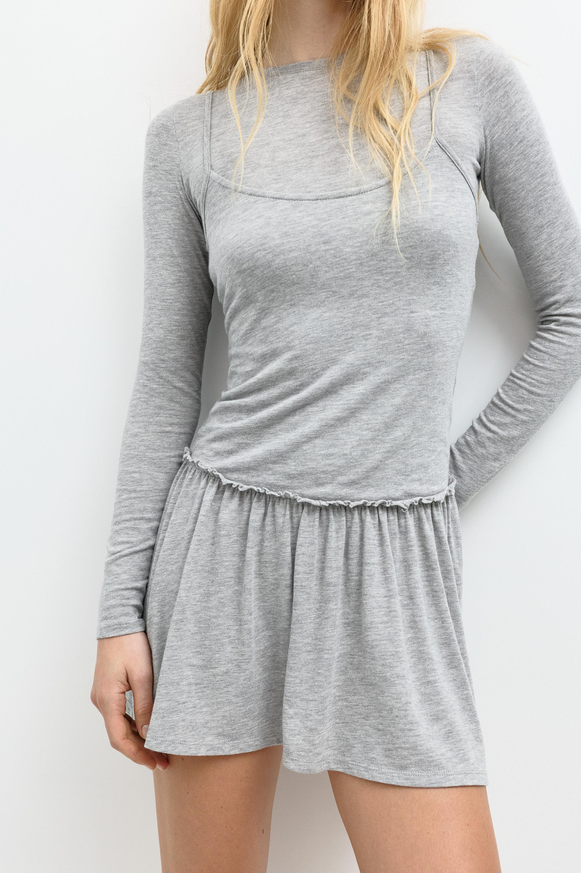 Double short dress — Grey marl