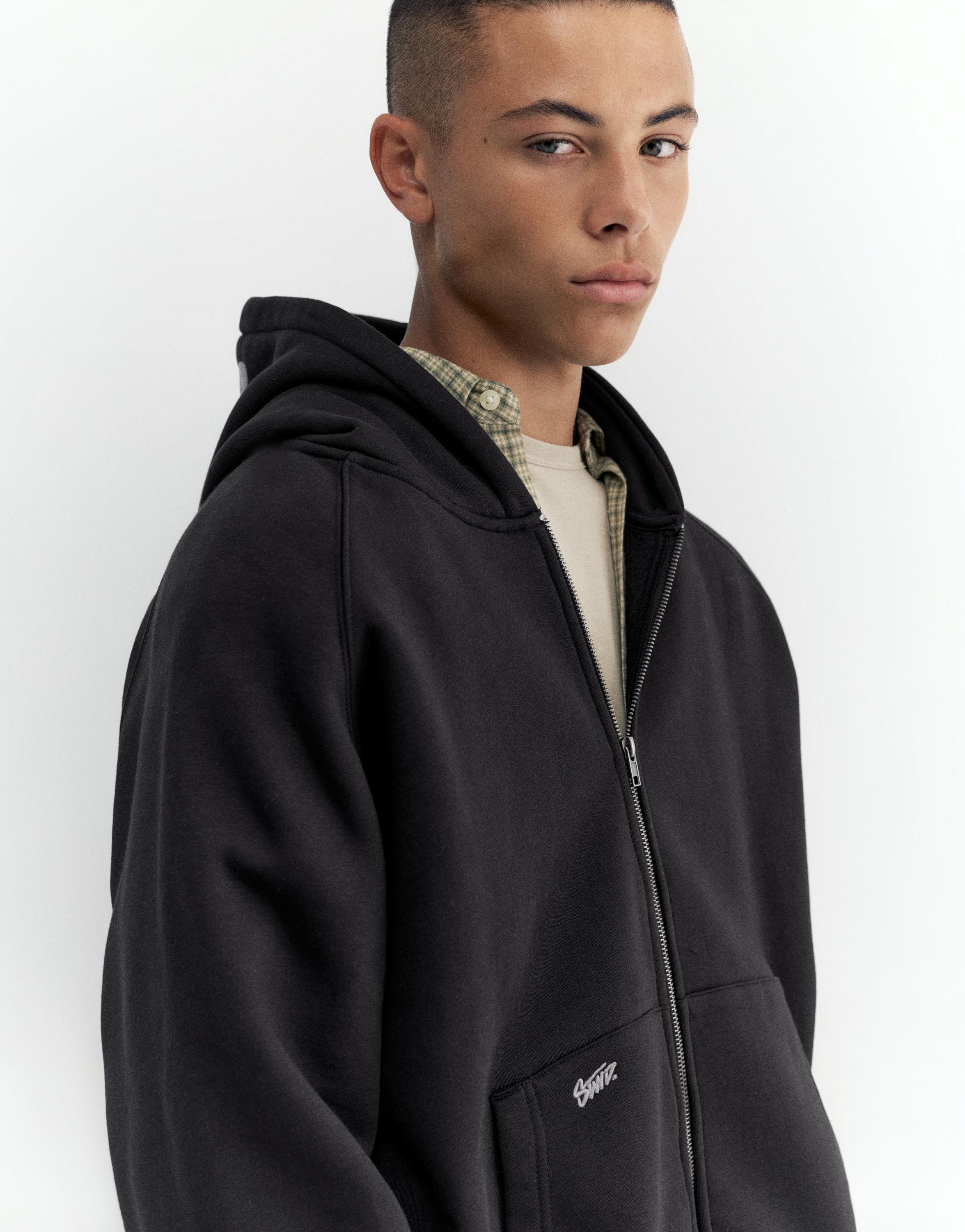 STWD zip-up hoodie — Black