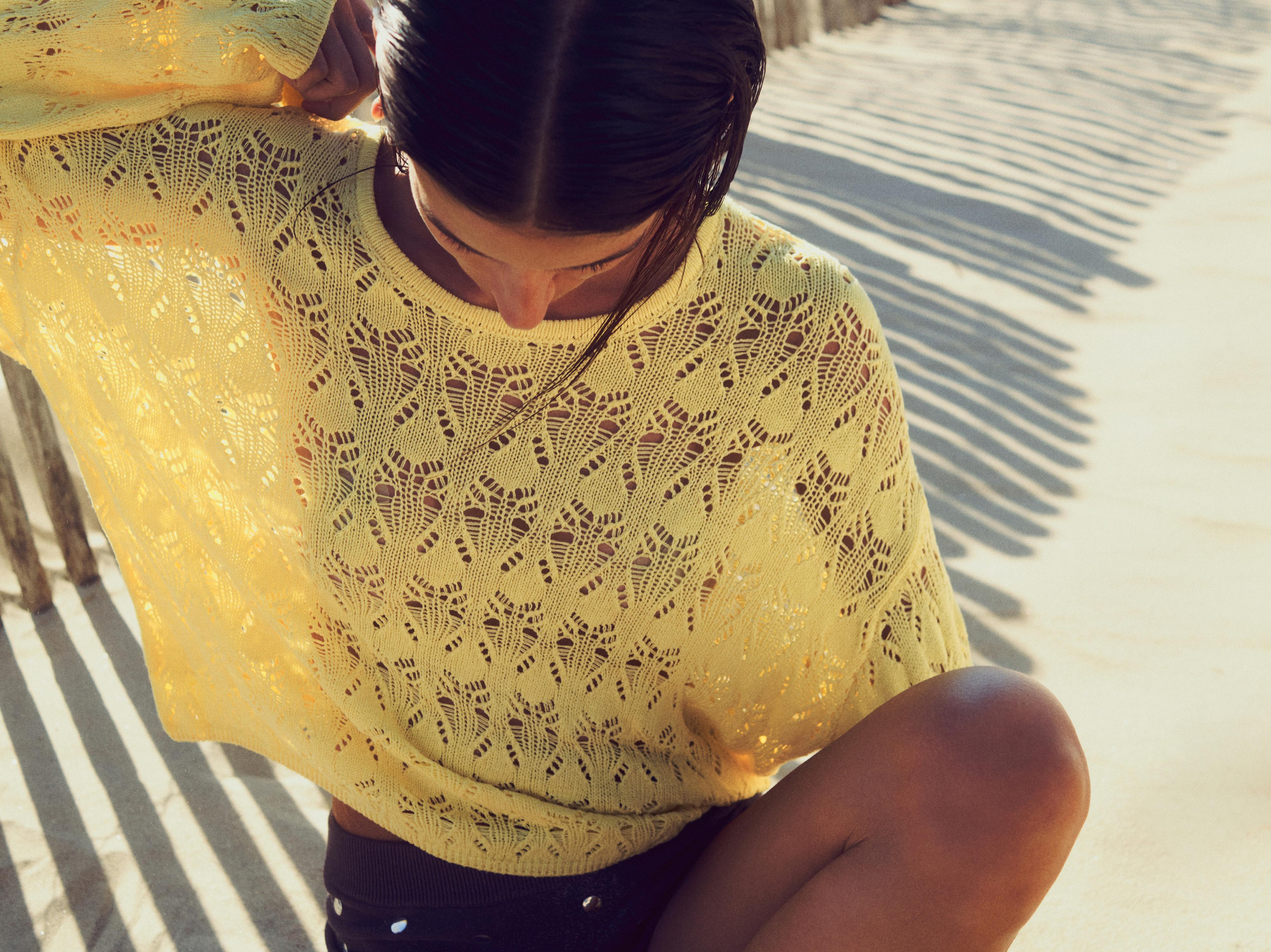 Yellow cutwork jumper — Yellow