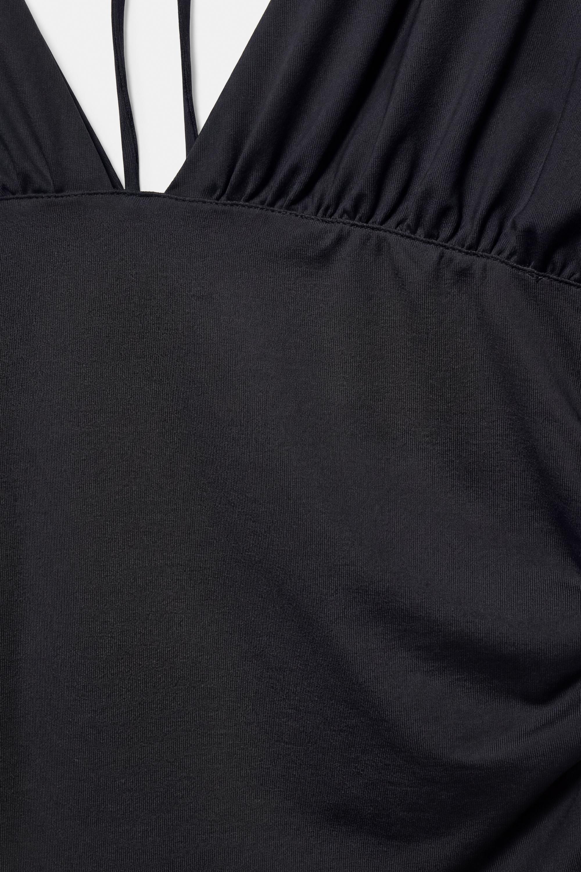 Gathered V-neck top — Black