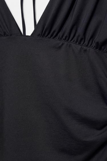 Gathered V-neck top — Black 7