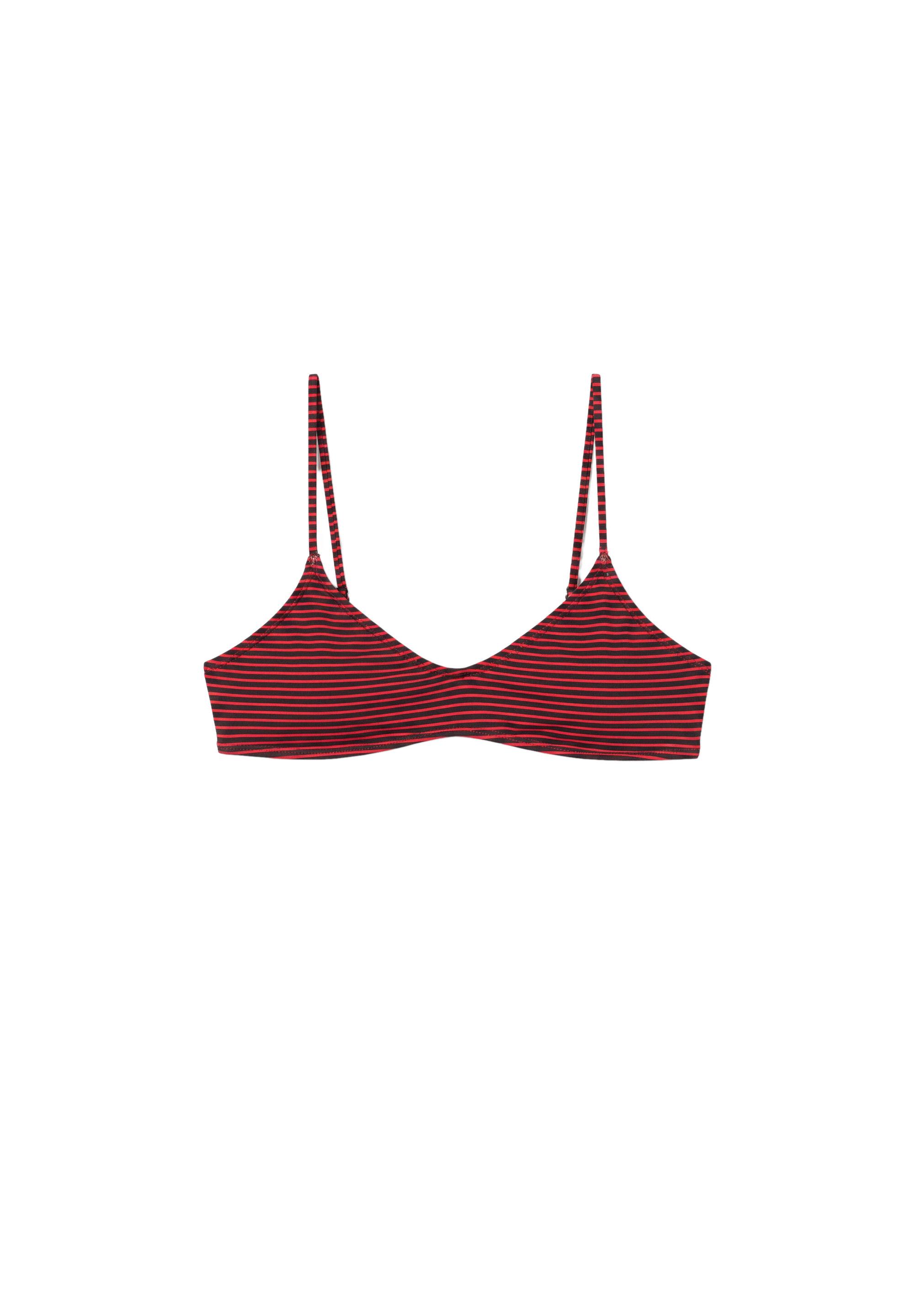 Striped bikini top — Red