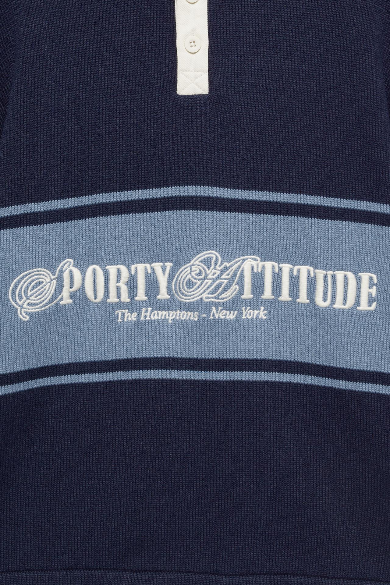 Long sleeve graphic polo shirt — Navy