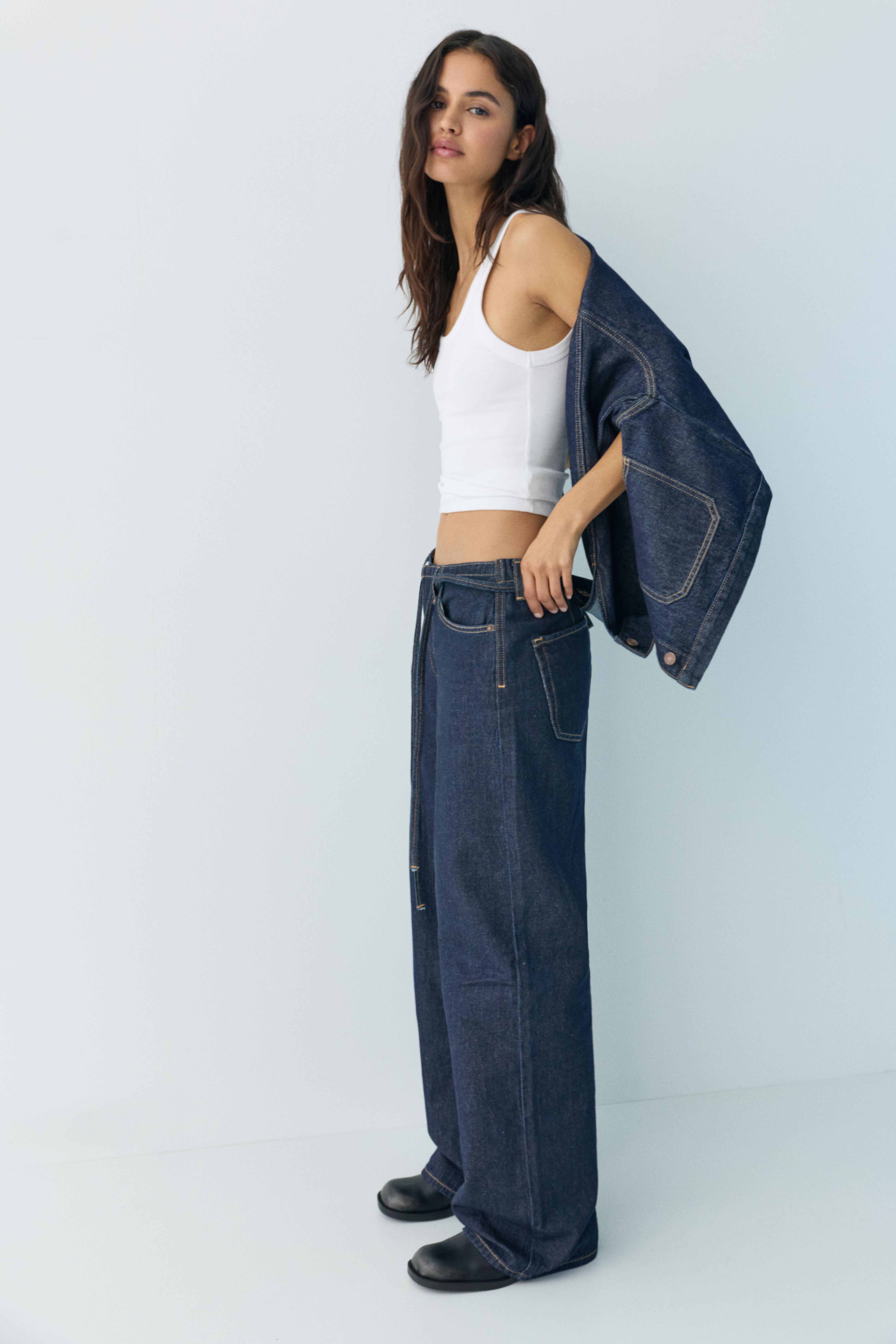 Baggy jeans with drawstring — Navy