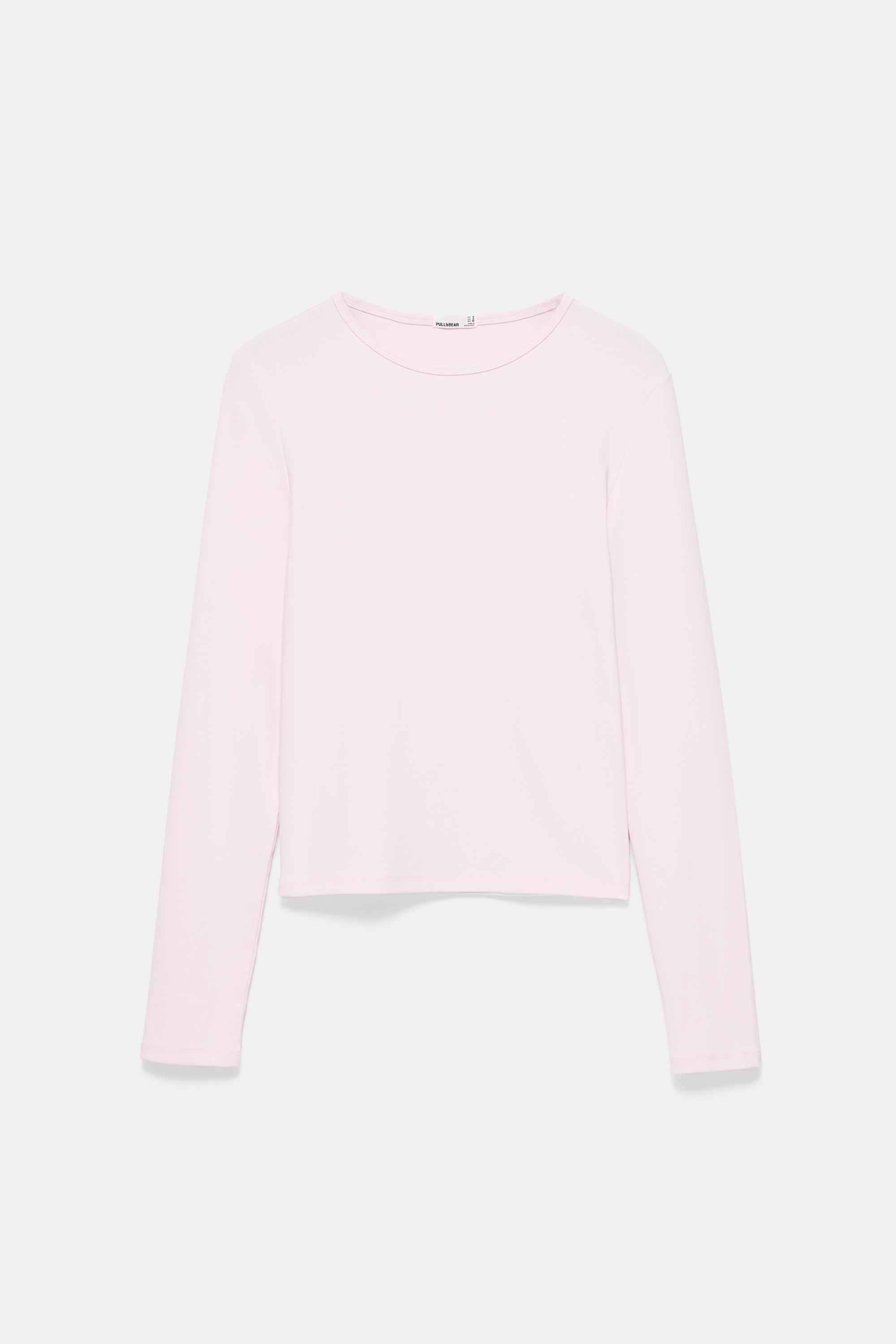 Fitted long sleeve T-shirt — Pink