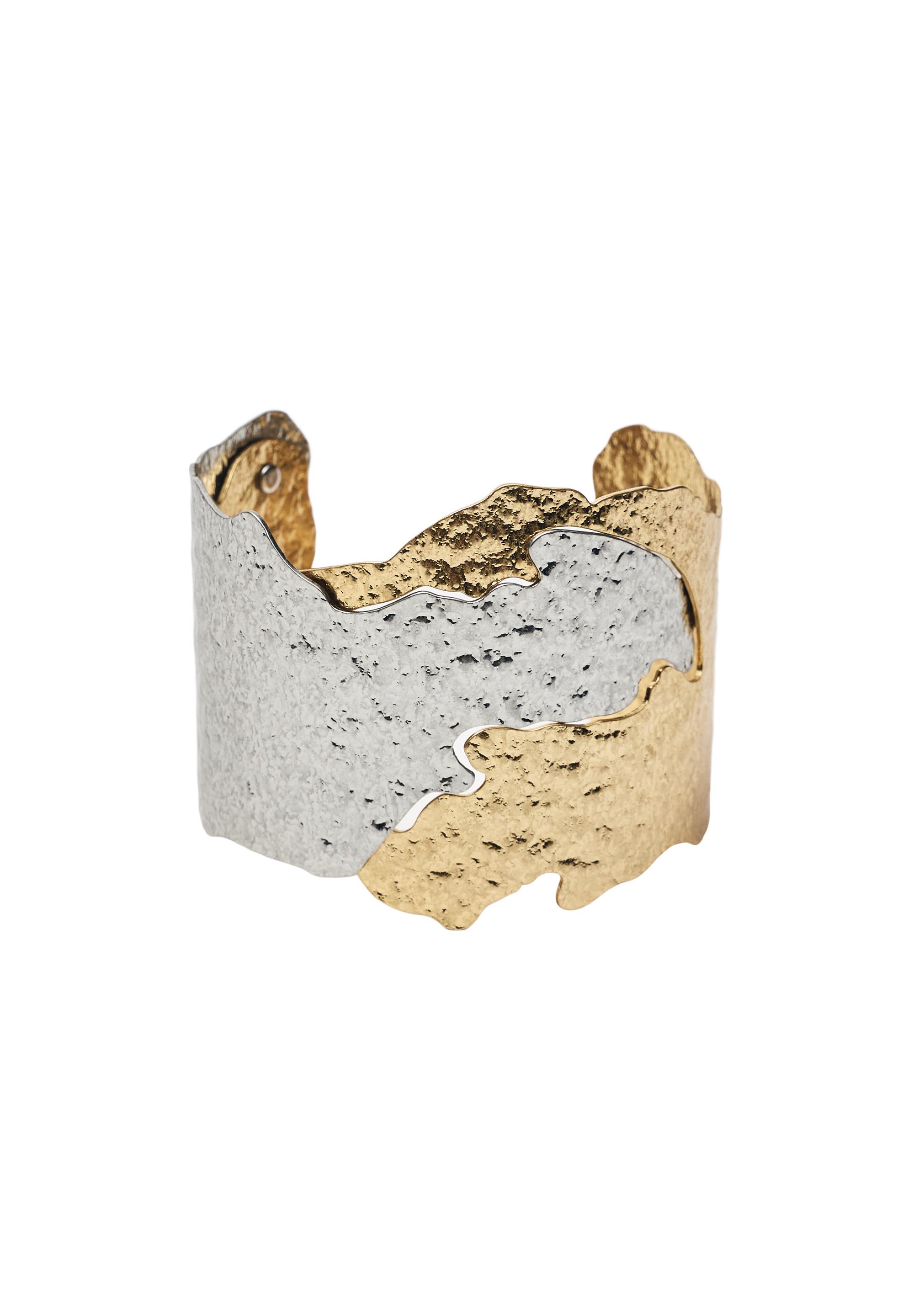 Mixed texture cuff bracelet — Gold