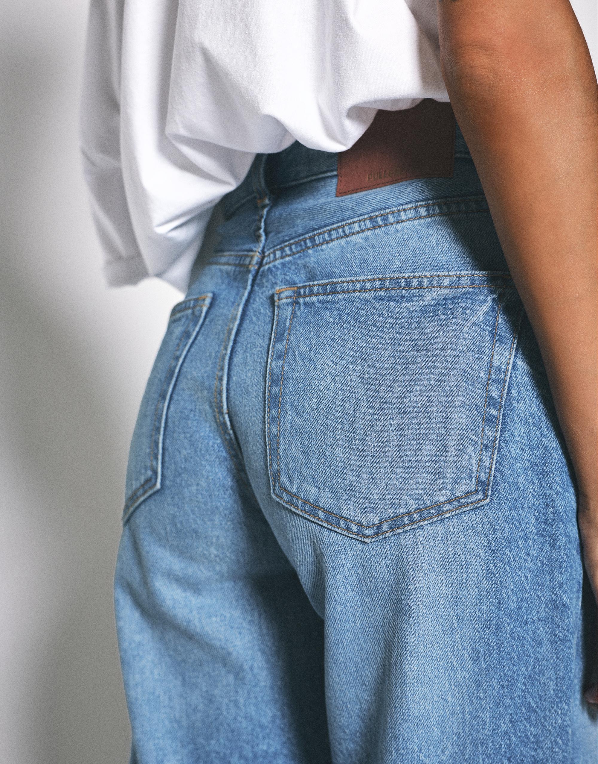 High-waist wide straight-leg jeans — Indigo