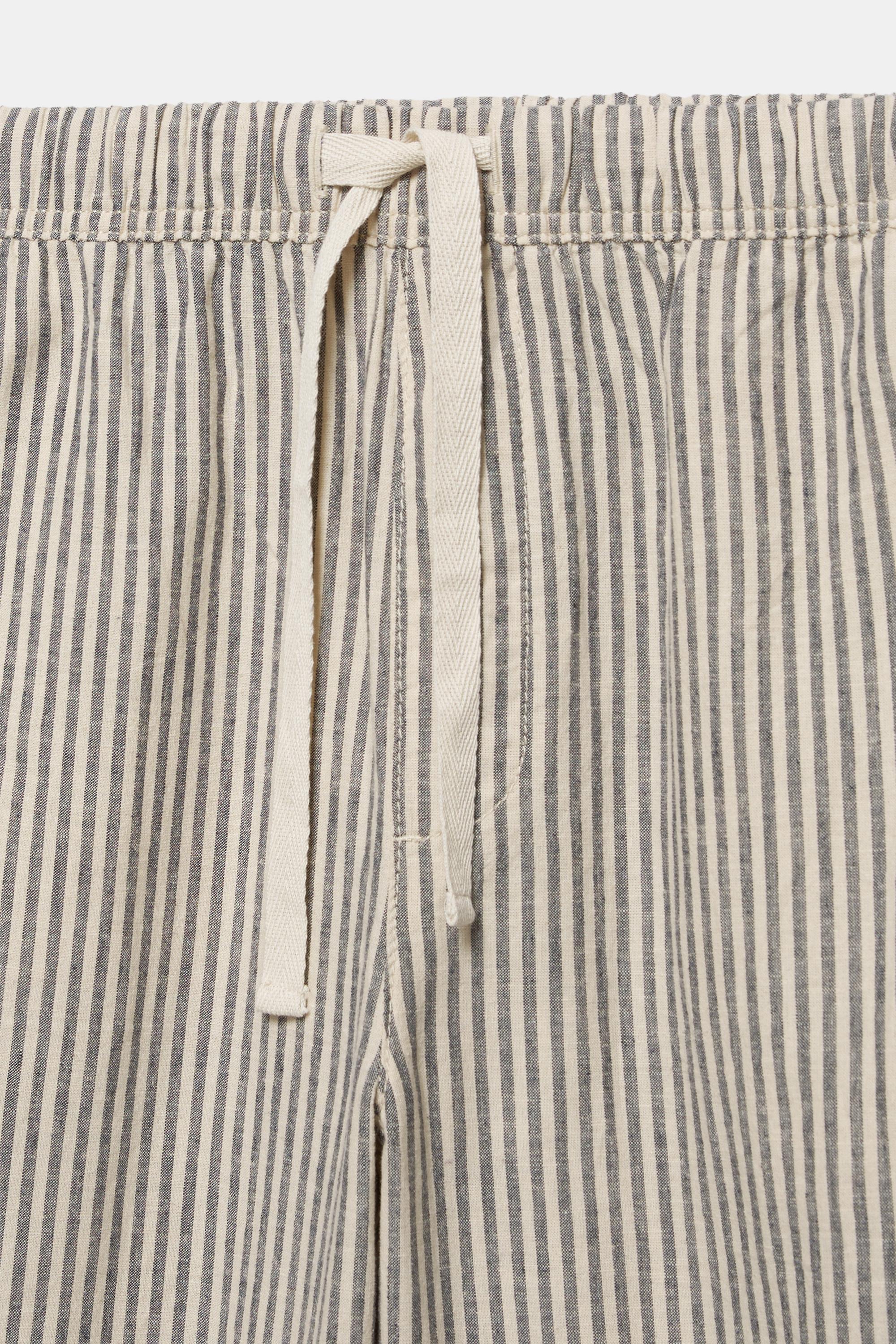 Rustik çizgili jogger pantolon - Görsel 4