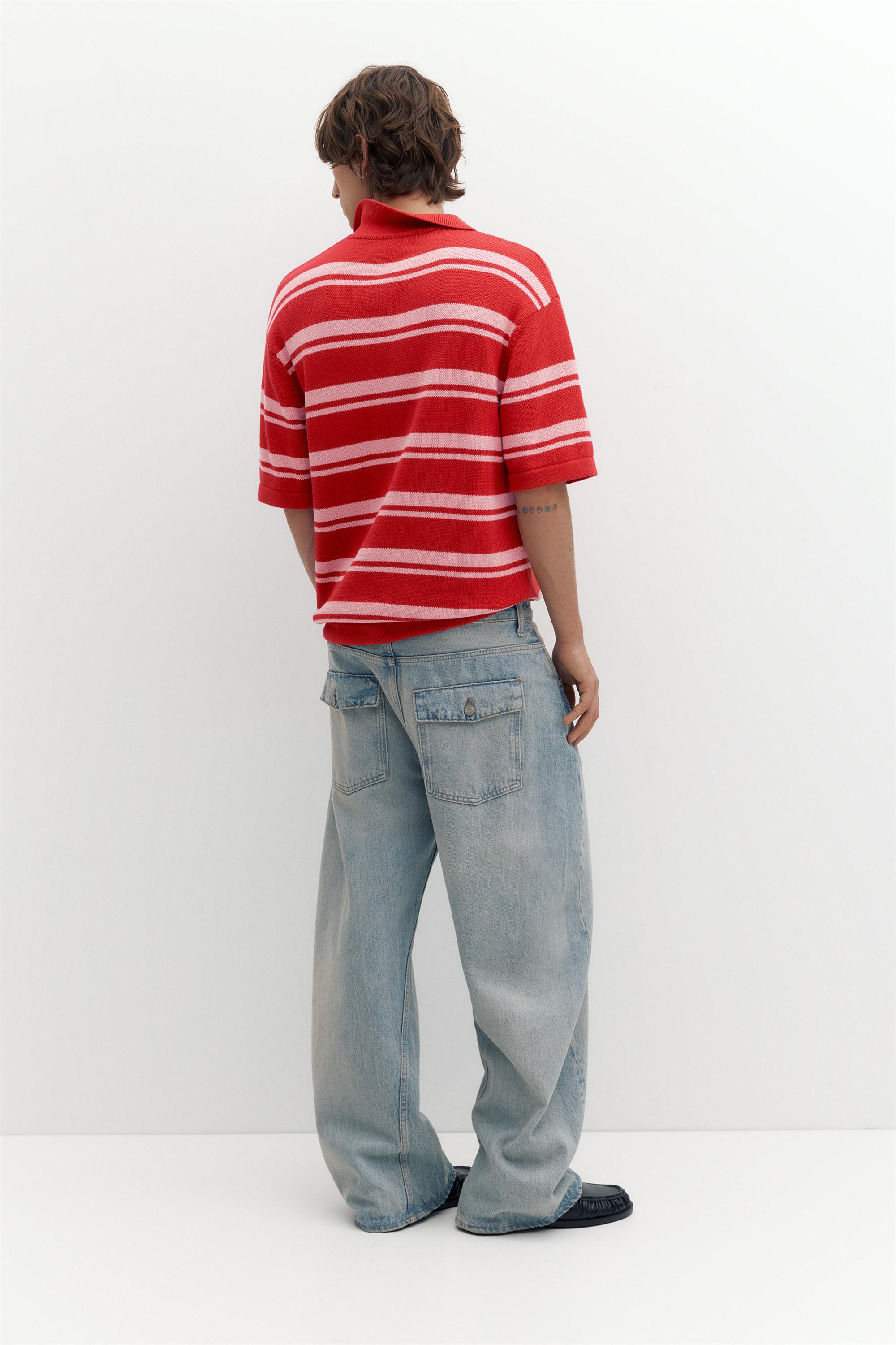 STWD striped knit polo shirt — Red