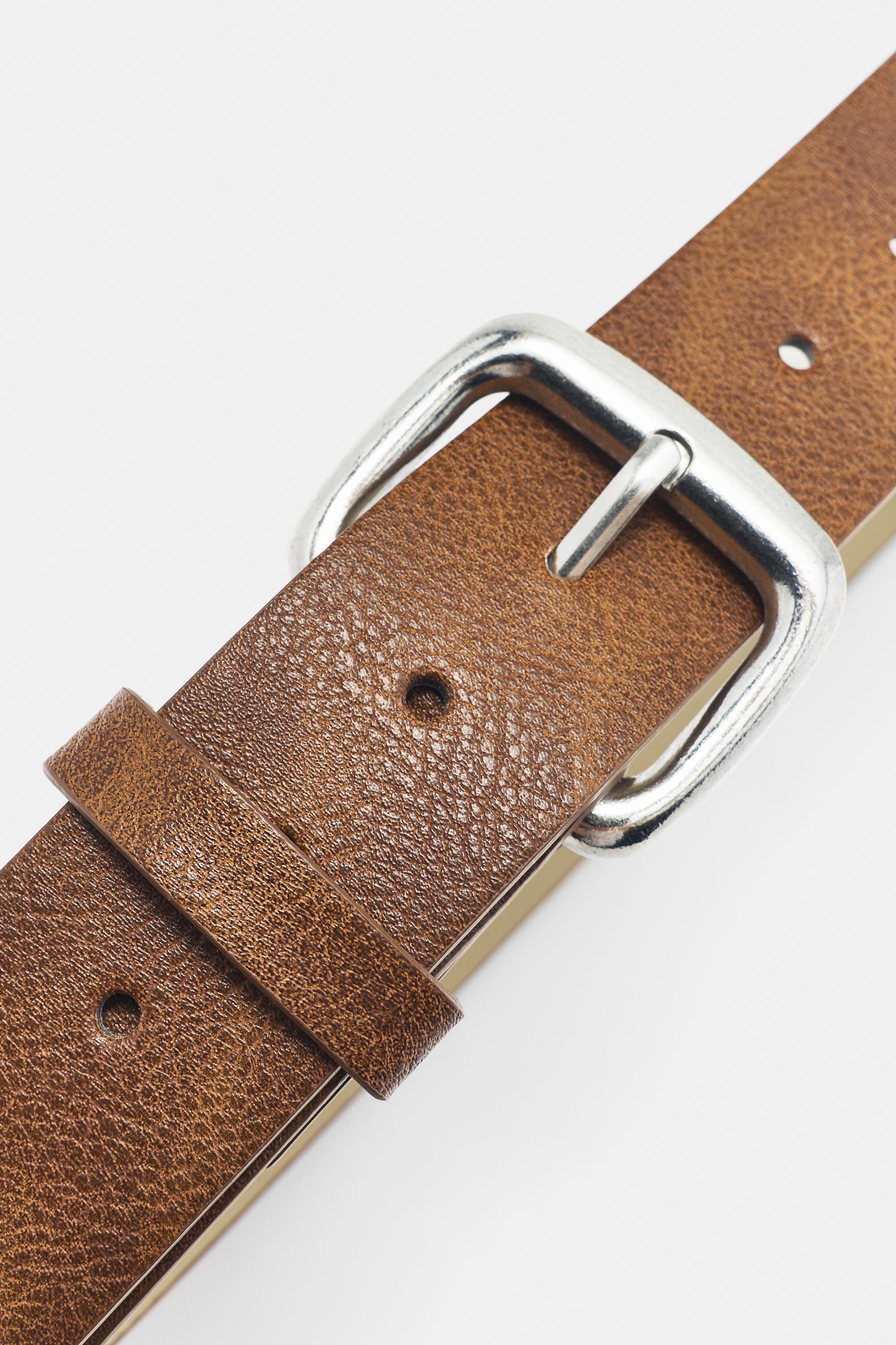 Square buckle belt — Brown