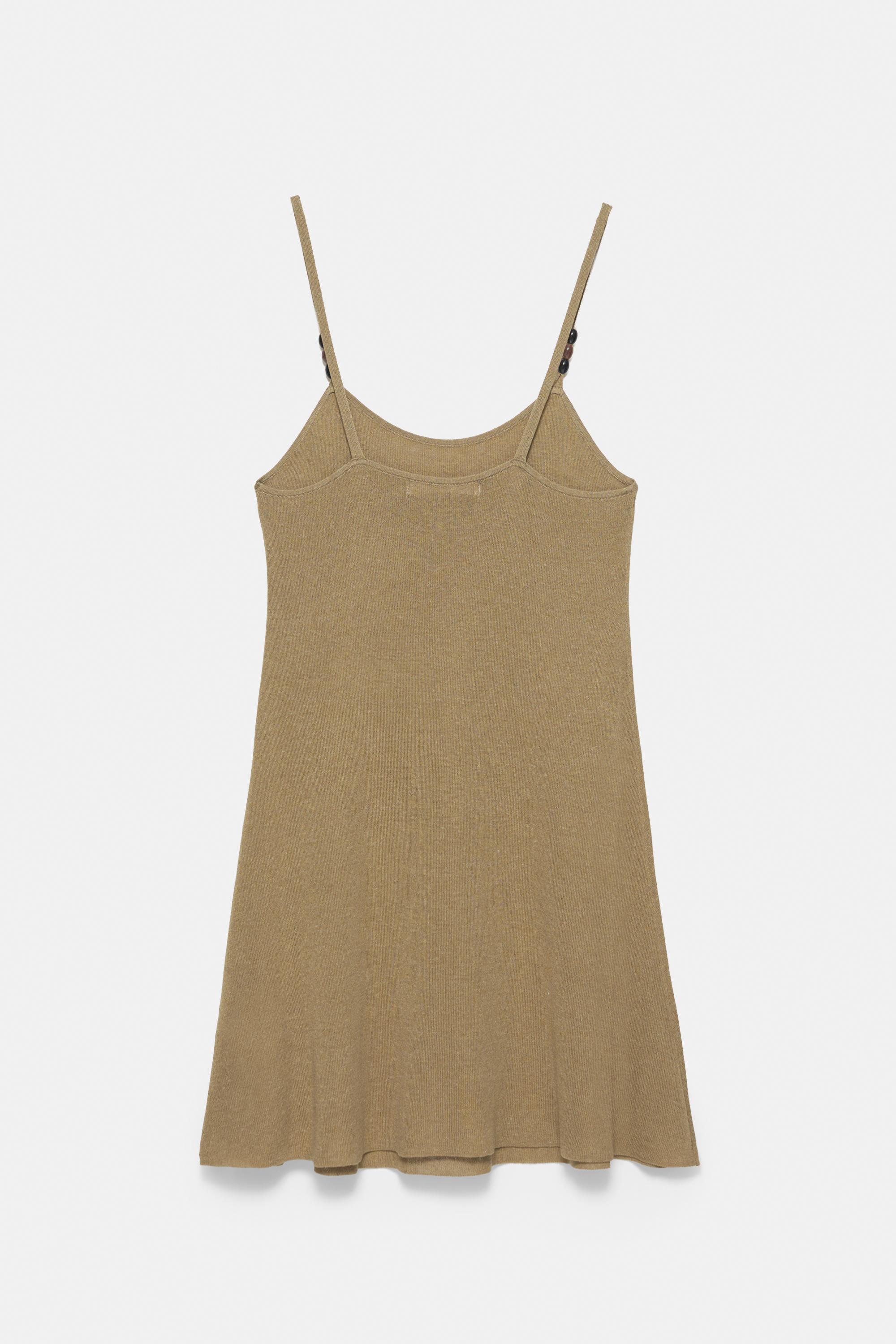 Short knit strappy dress — Khaki