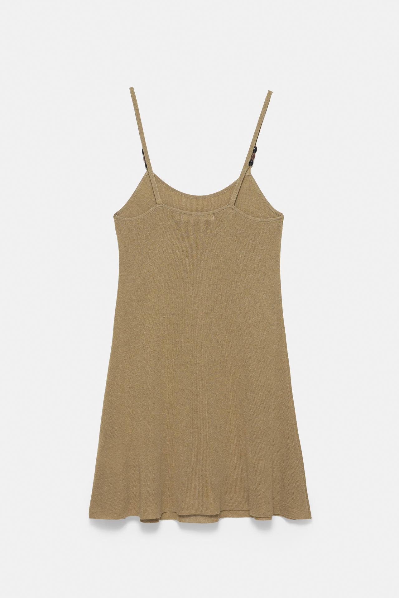 Short knit strappy dress — Khaki