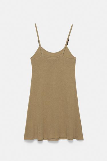 Short knit strappy dress — Khaki 5