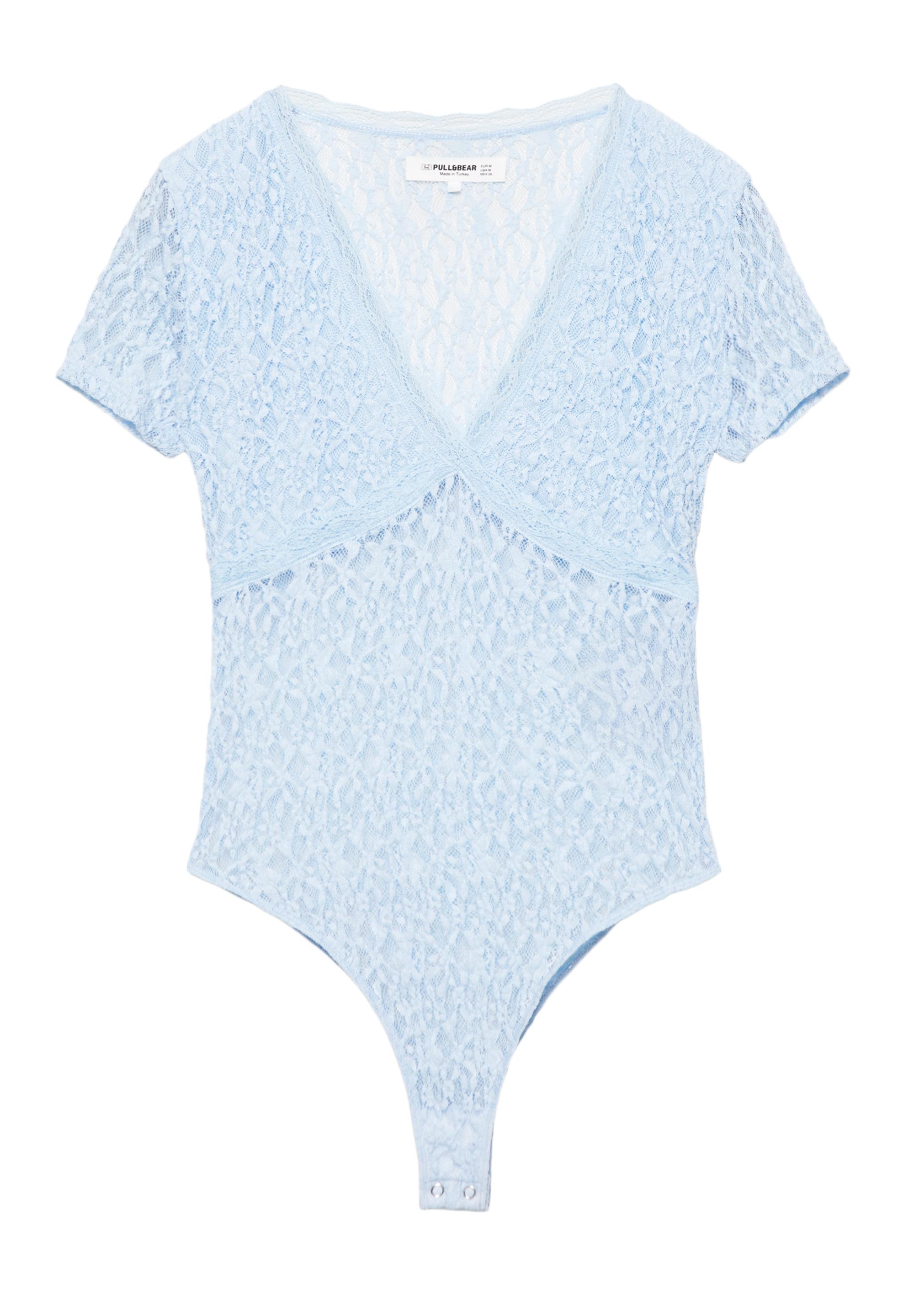Short sleeve lace bodysuit — Sky blue