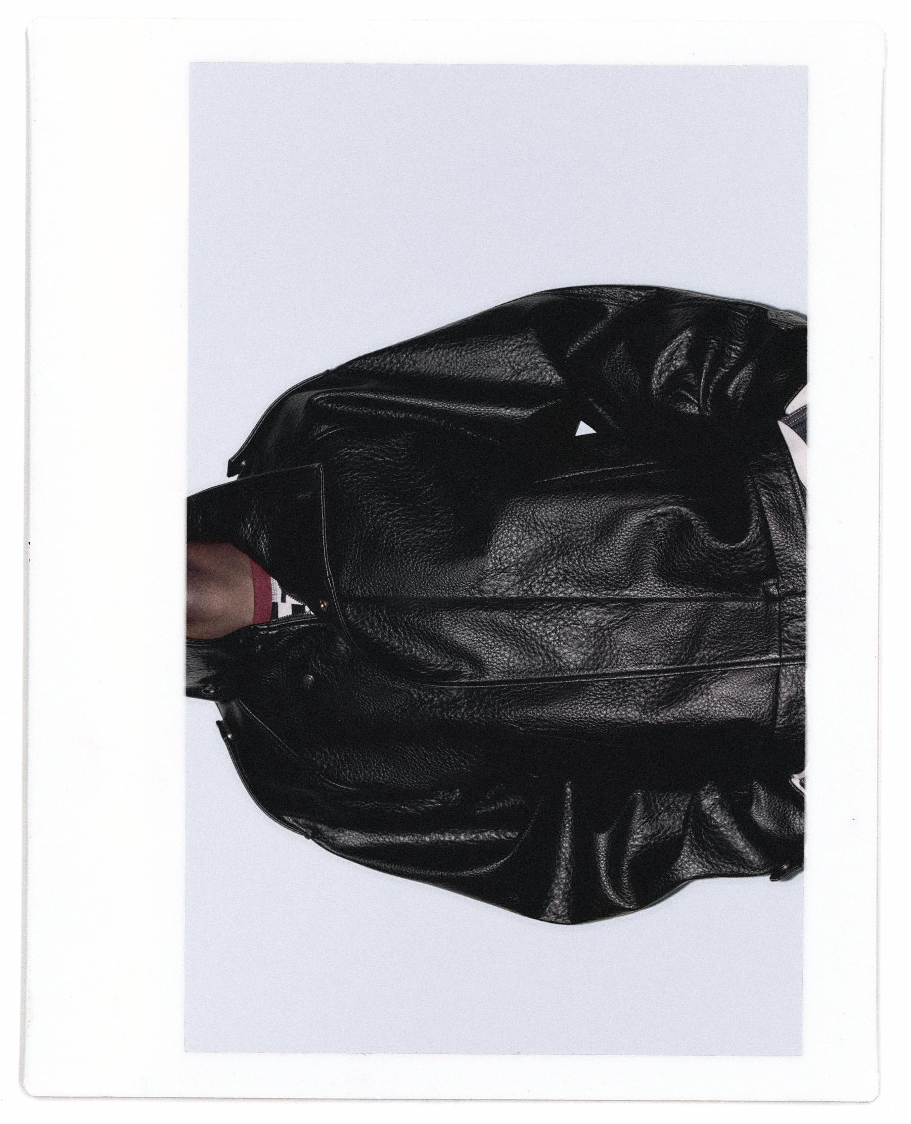 Textured leather effect jacket — Black