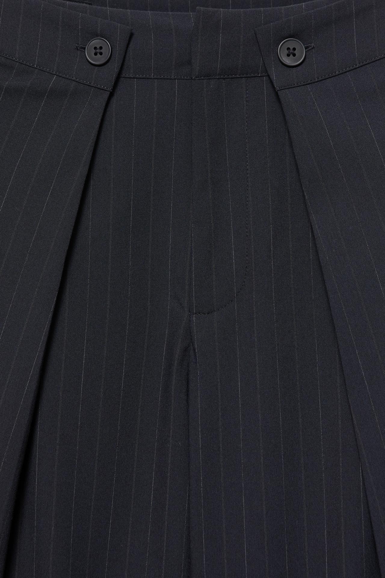 Wide-leg pinstripe trousers — Dark navy