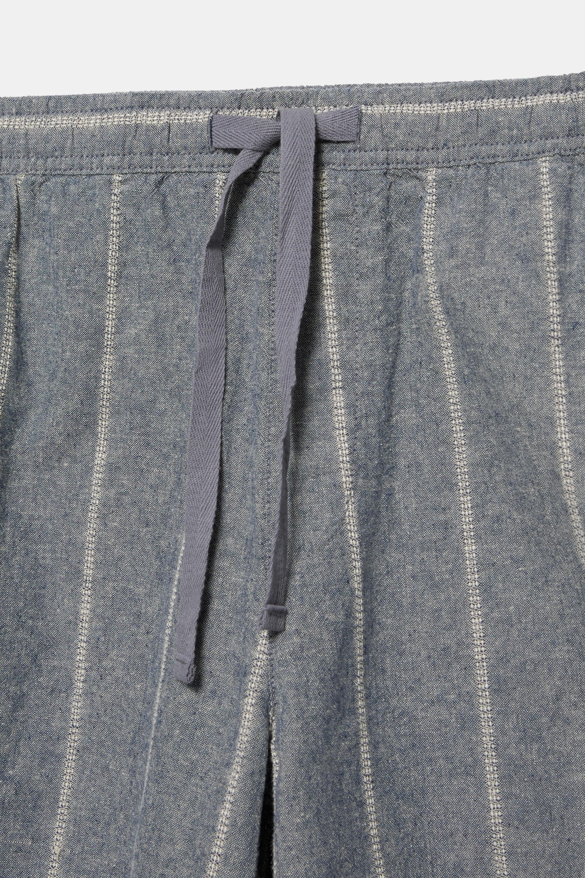 Linen blend jogger Bermuda shorts — Striped