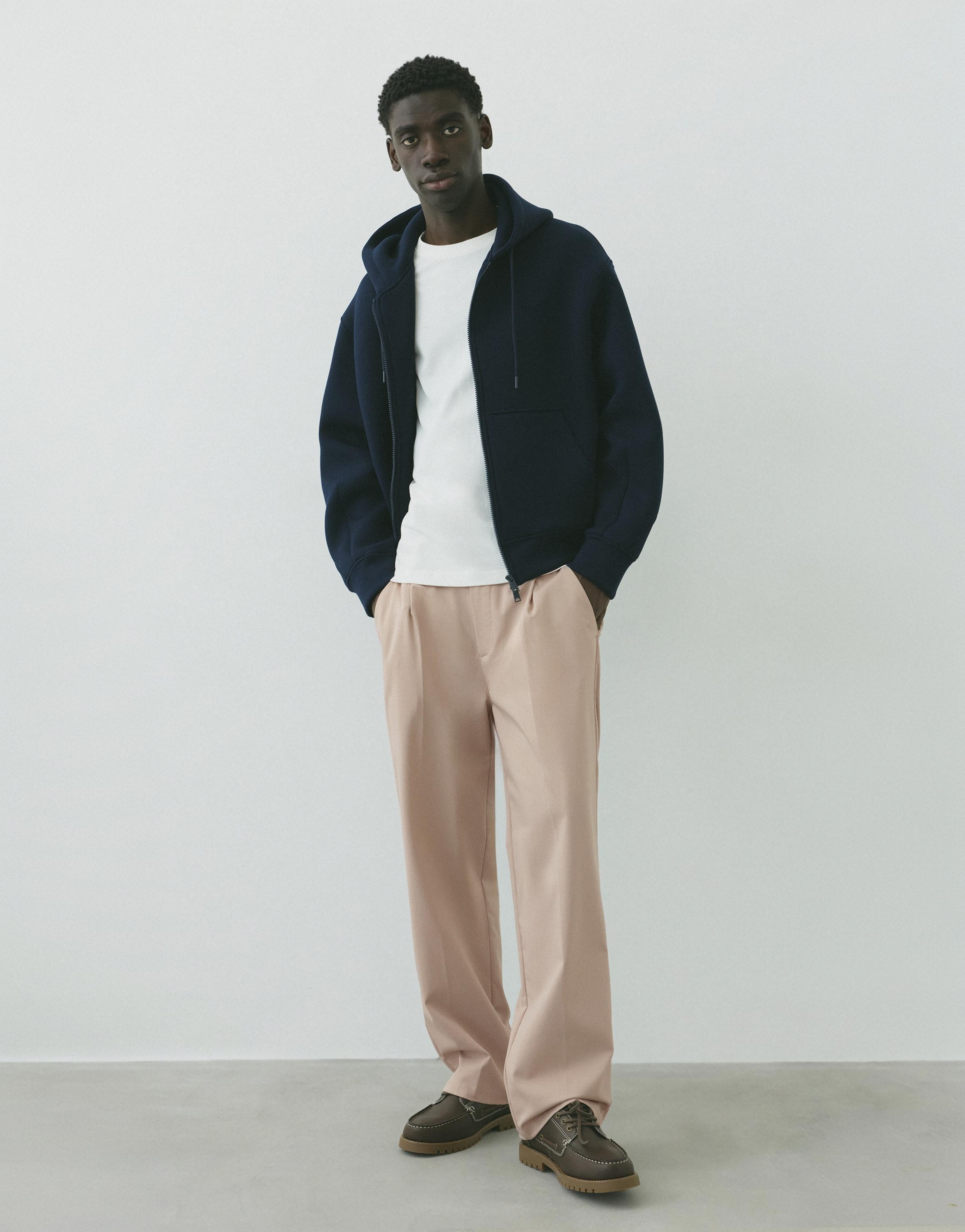 Wide-leg tailored trousers — Ecru