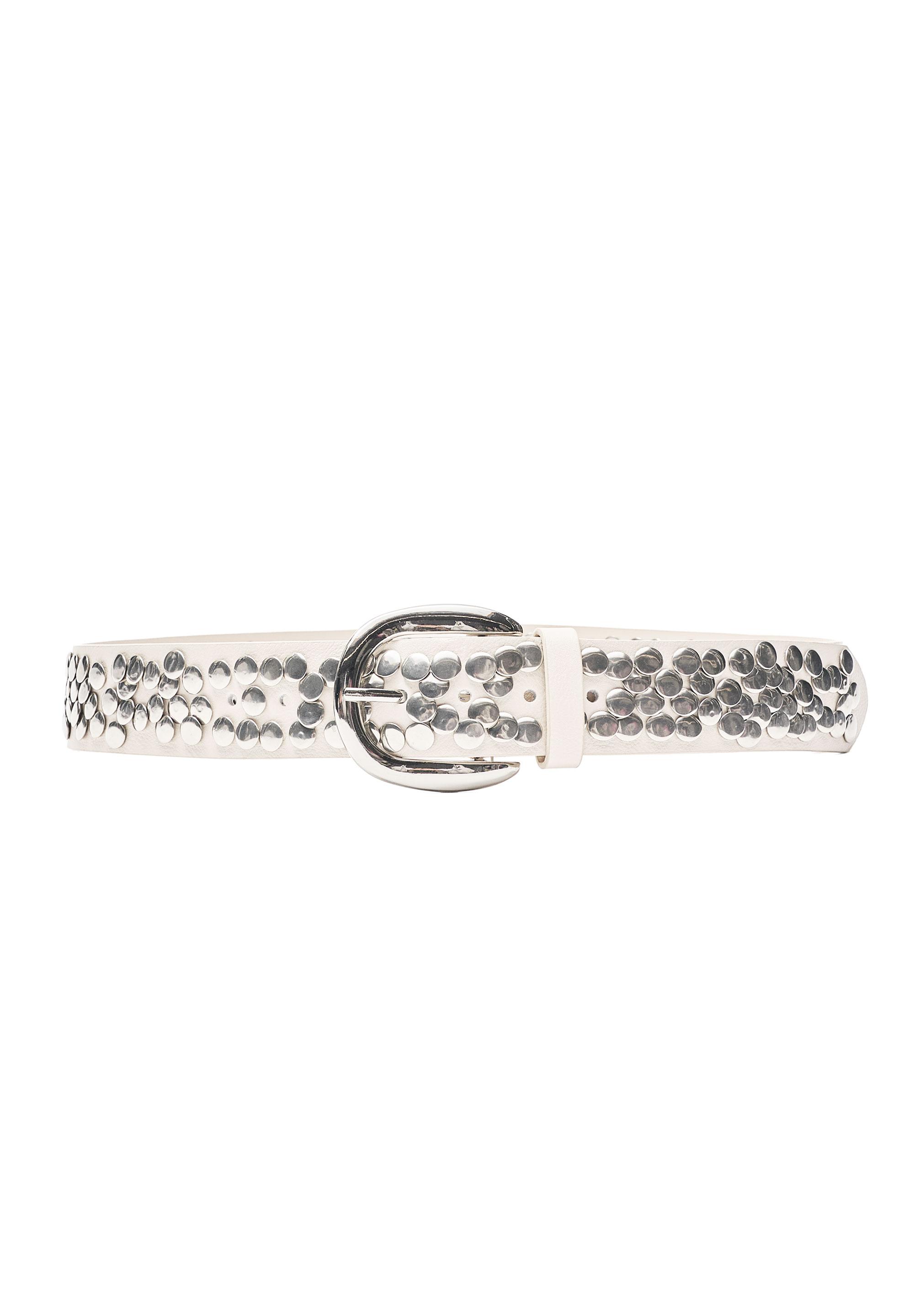 Faux leather studded belt — White