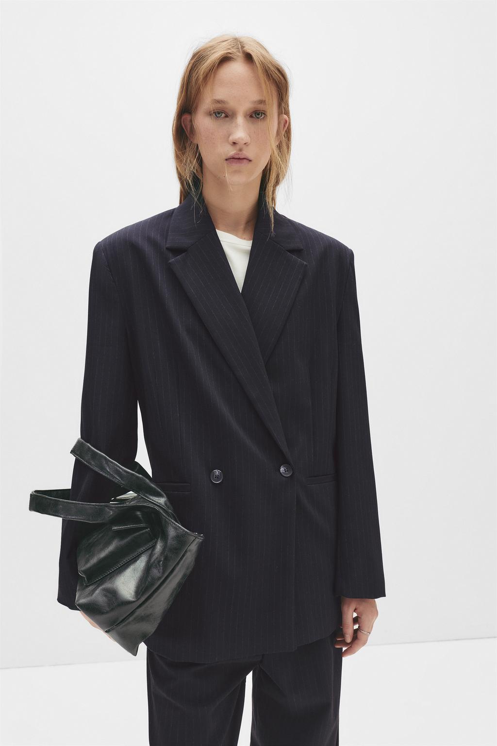 Blazer doppiopetto gessato PULL&BEAR